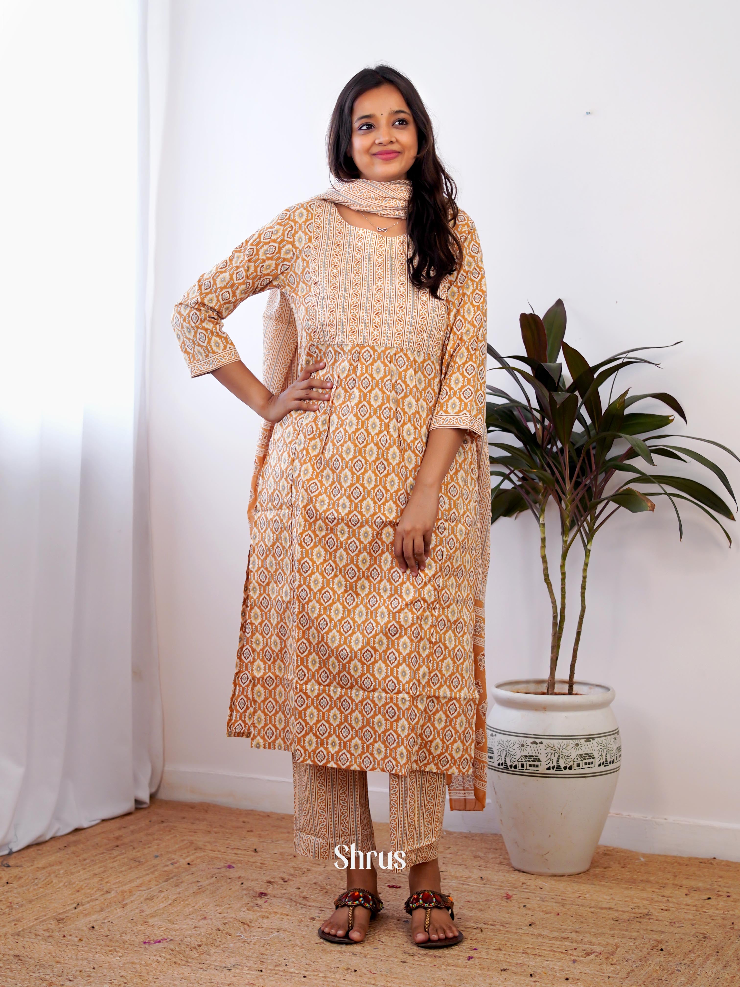 Beige - 3pc Readymade Suits