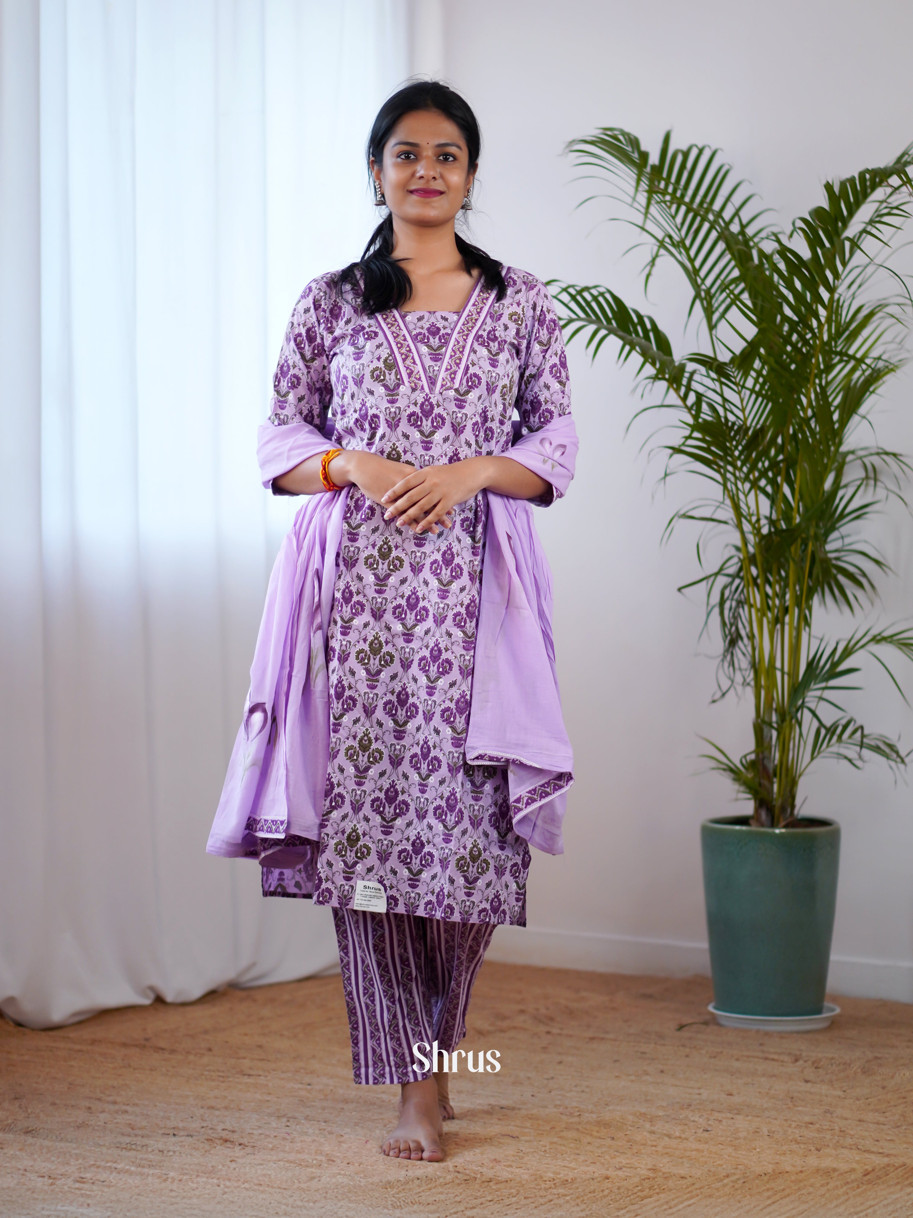 Purple - 3pc printed Readymade Suits