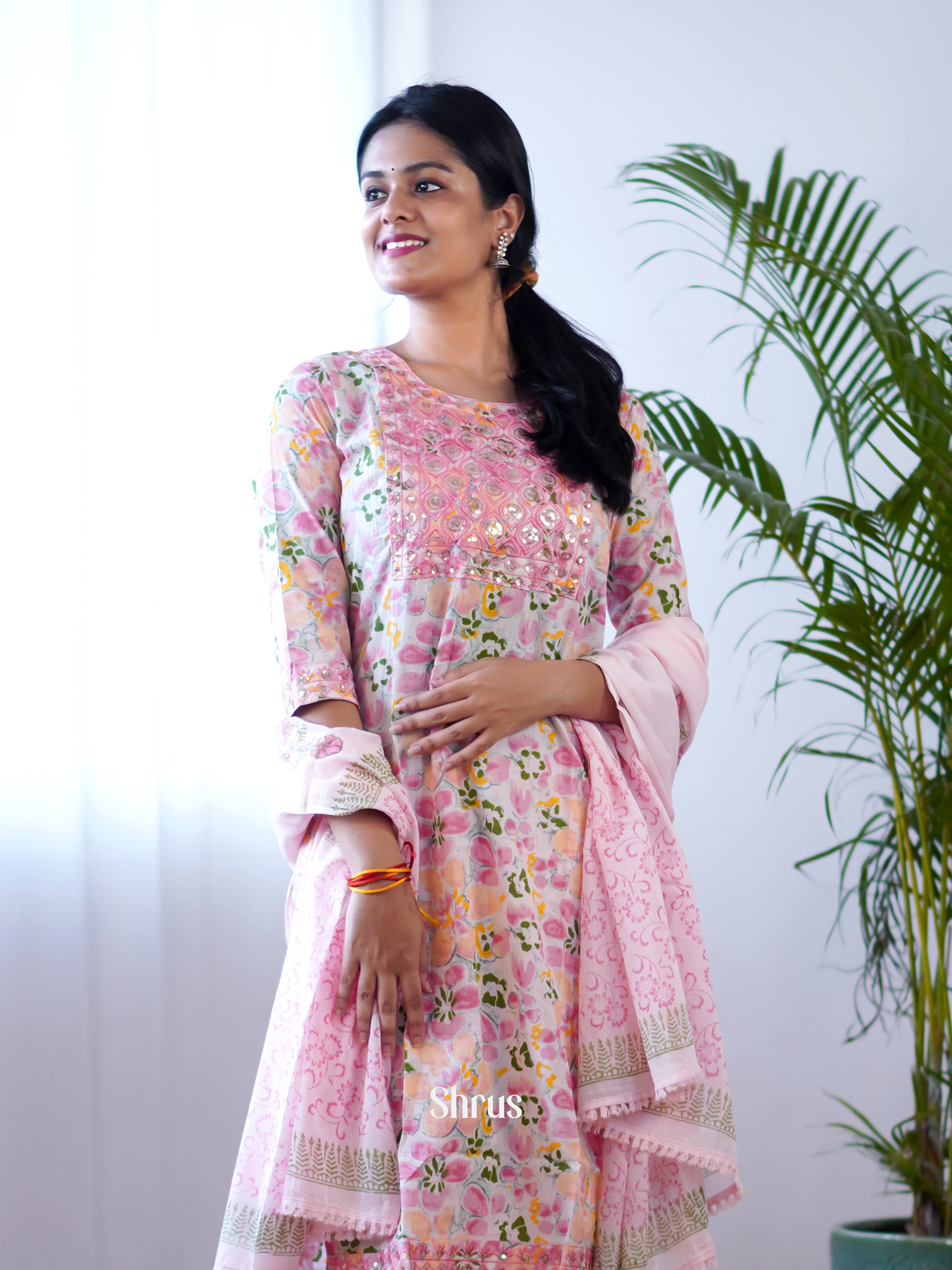 Pink - Casual Printed Readymade Suits