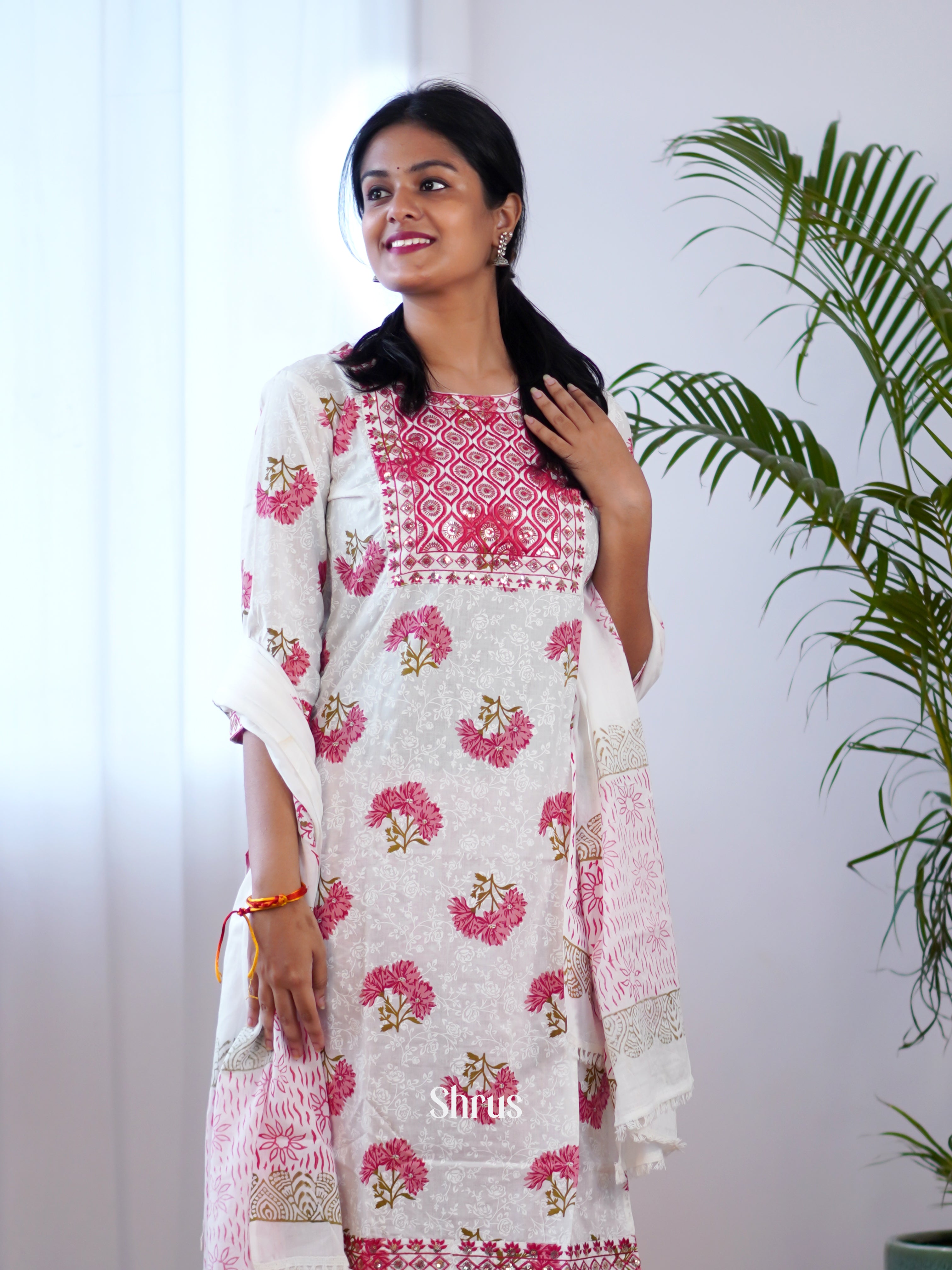 Cream & Pink -3 pc  Readymade Suits