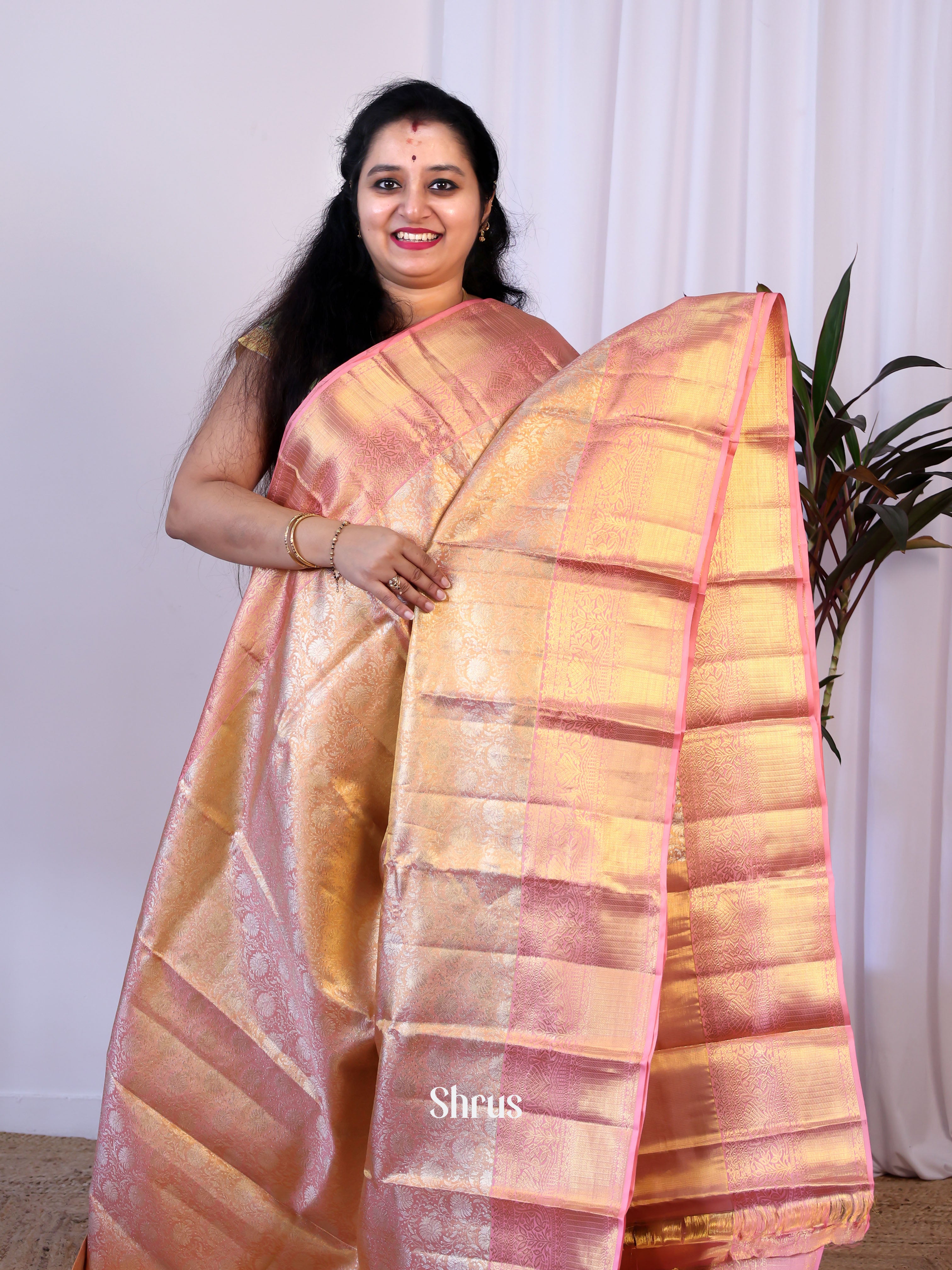 Baby pink (double shade) - Kanchipuram silk Saree