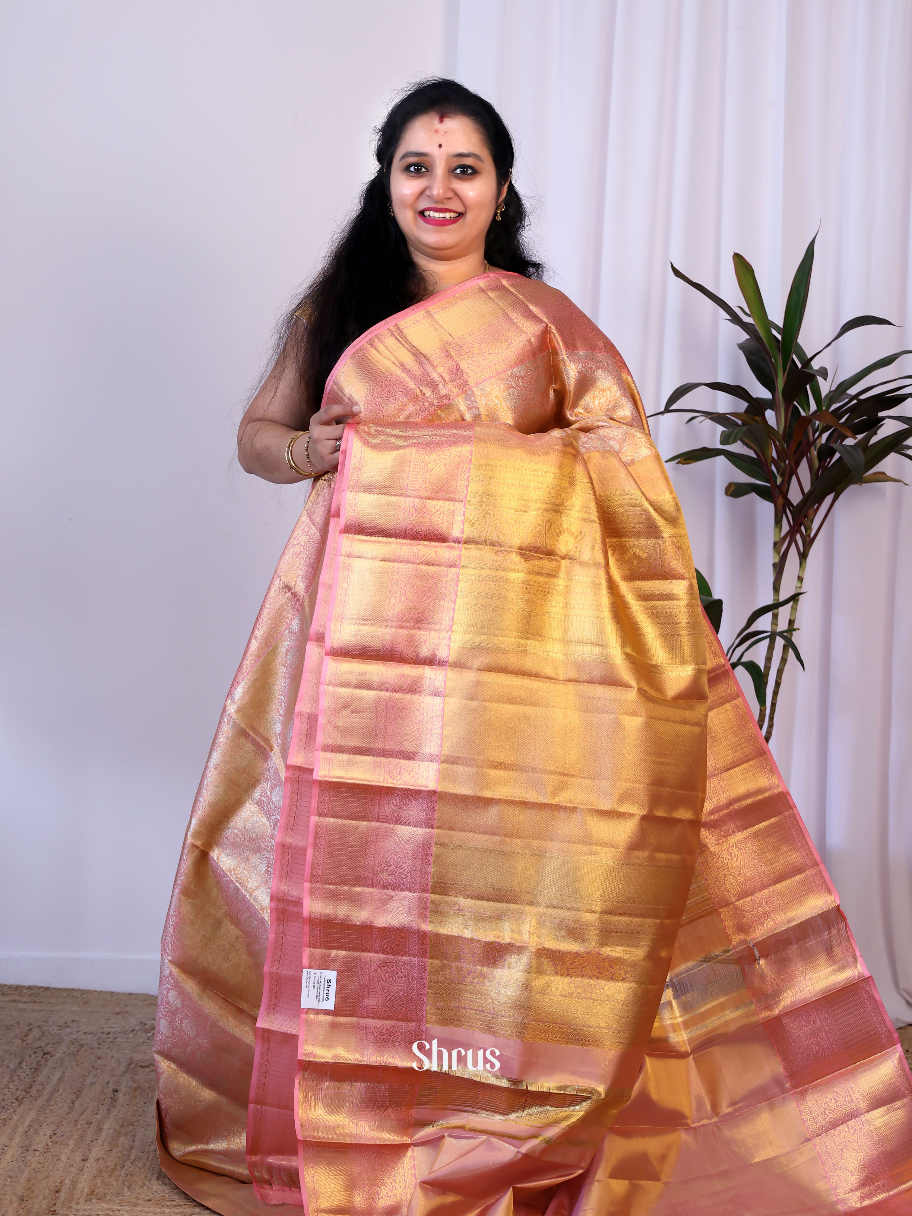 Baby pink (double shade) - Kanchipuram silk Saree