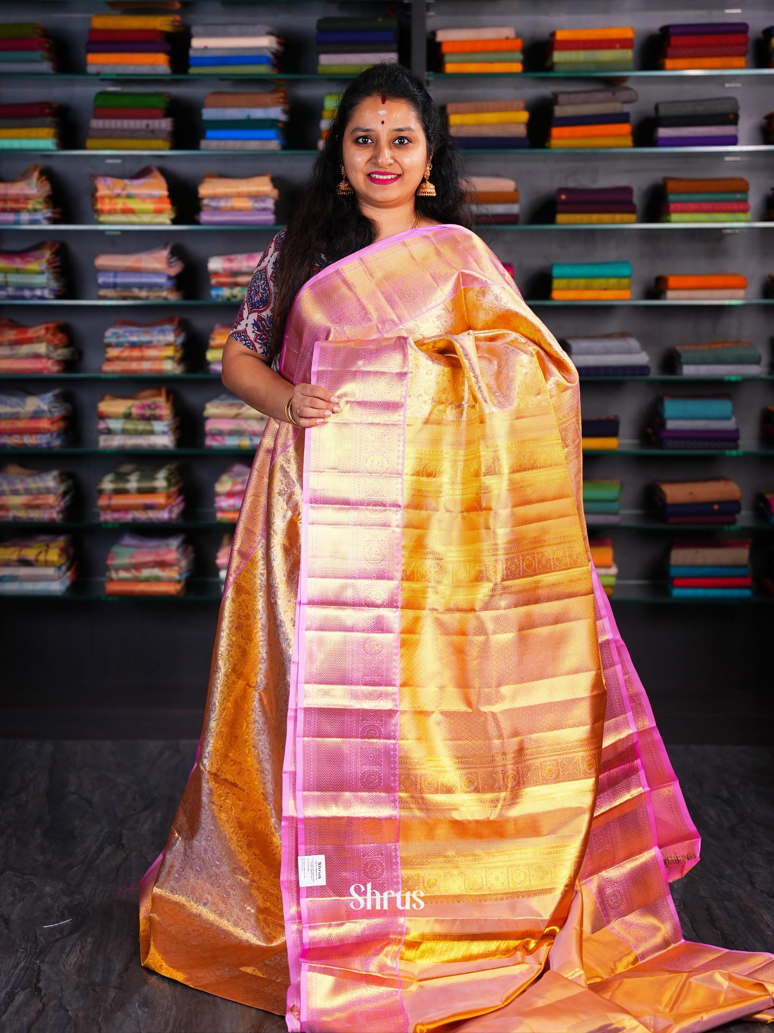 Pink - Kanchipuram silk Saree