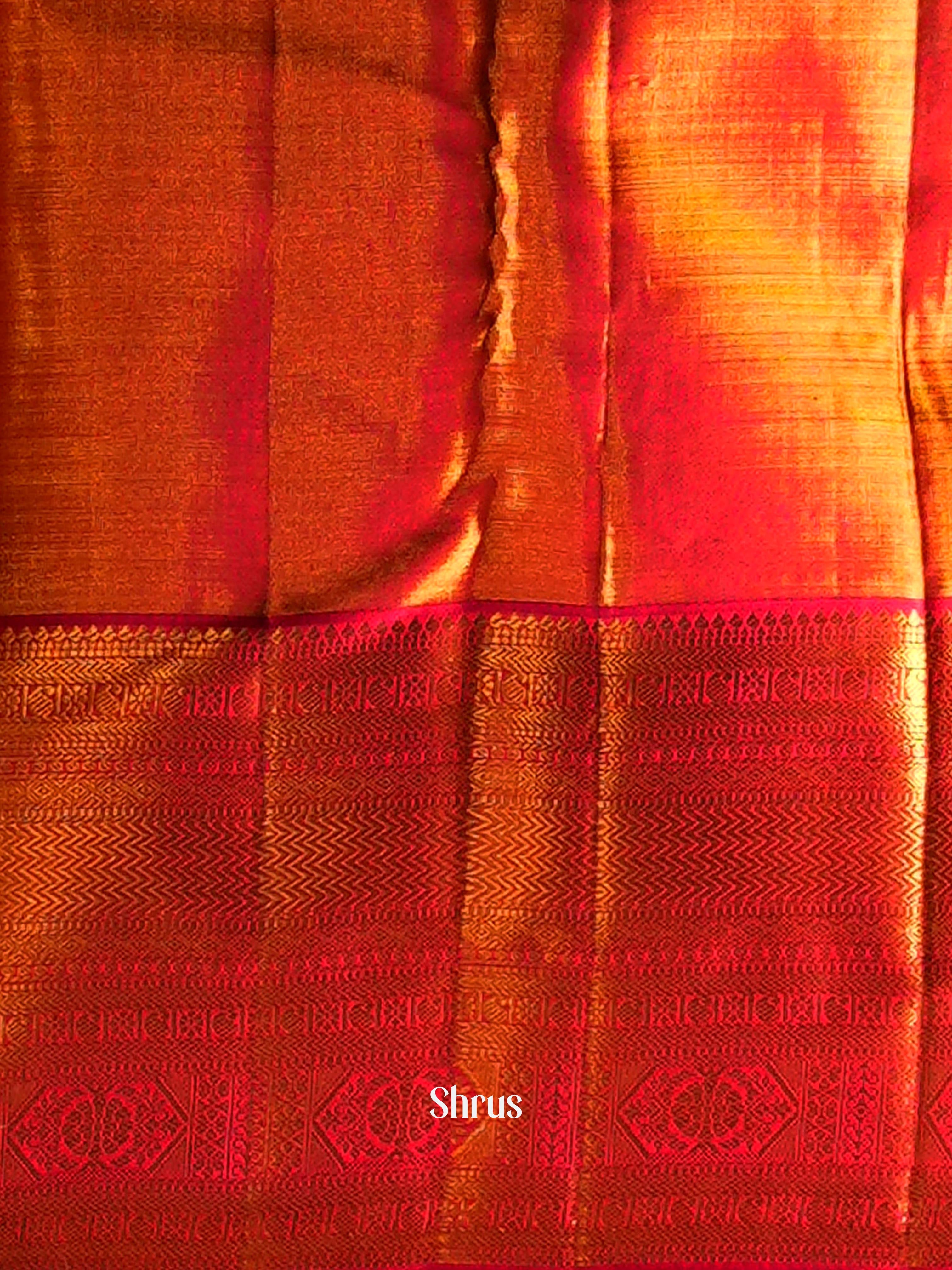 Orange & Red- Kanchipuram silk Saree