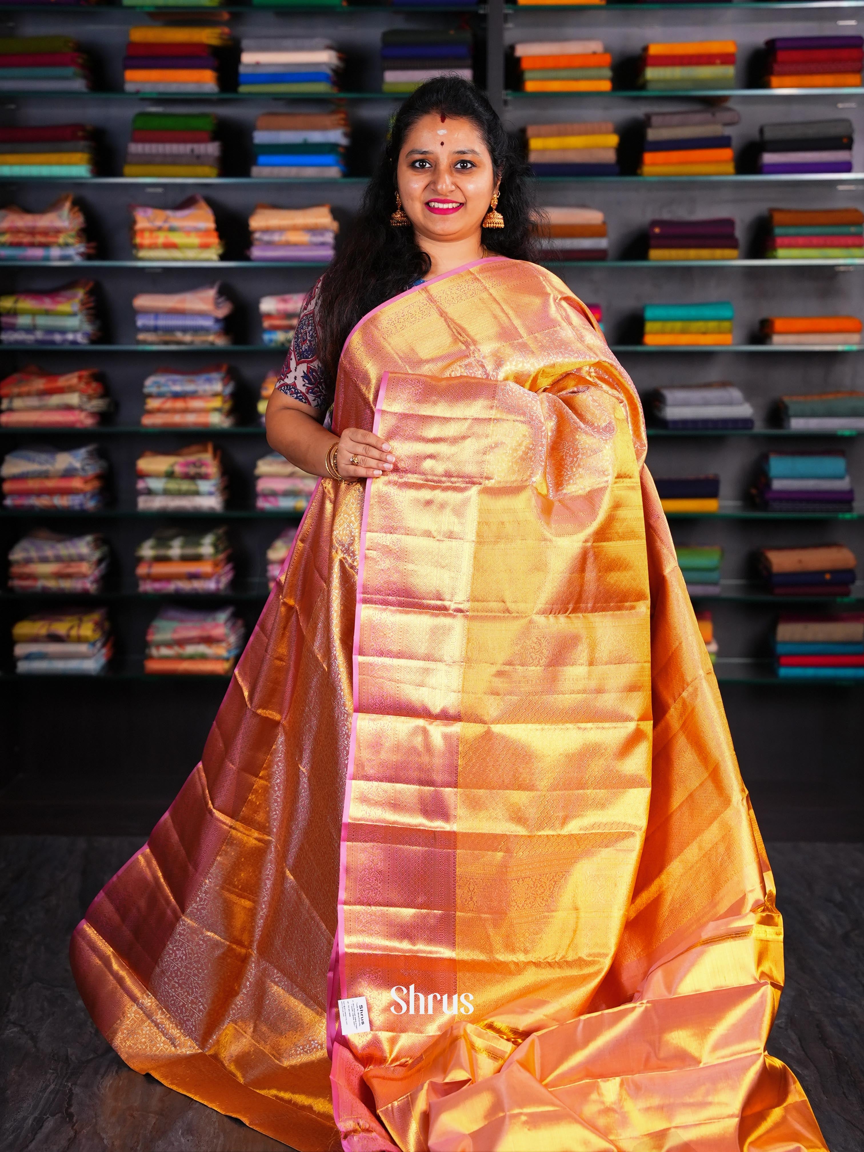 Pink - Kanchipuram silk Saree