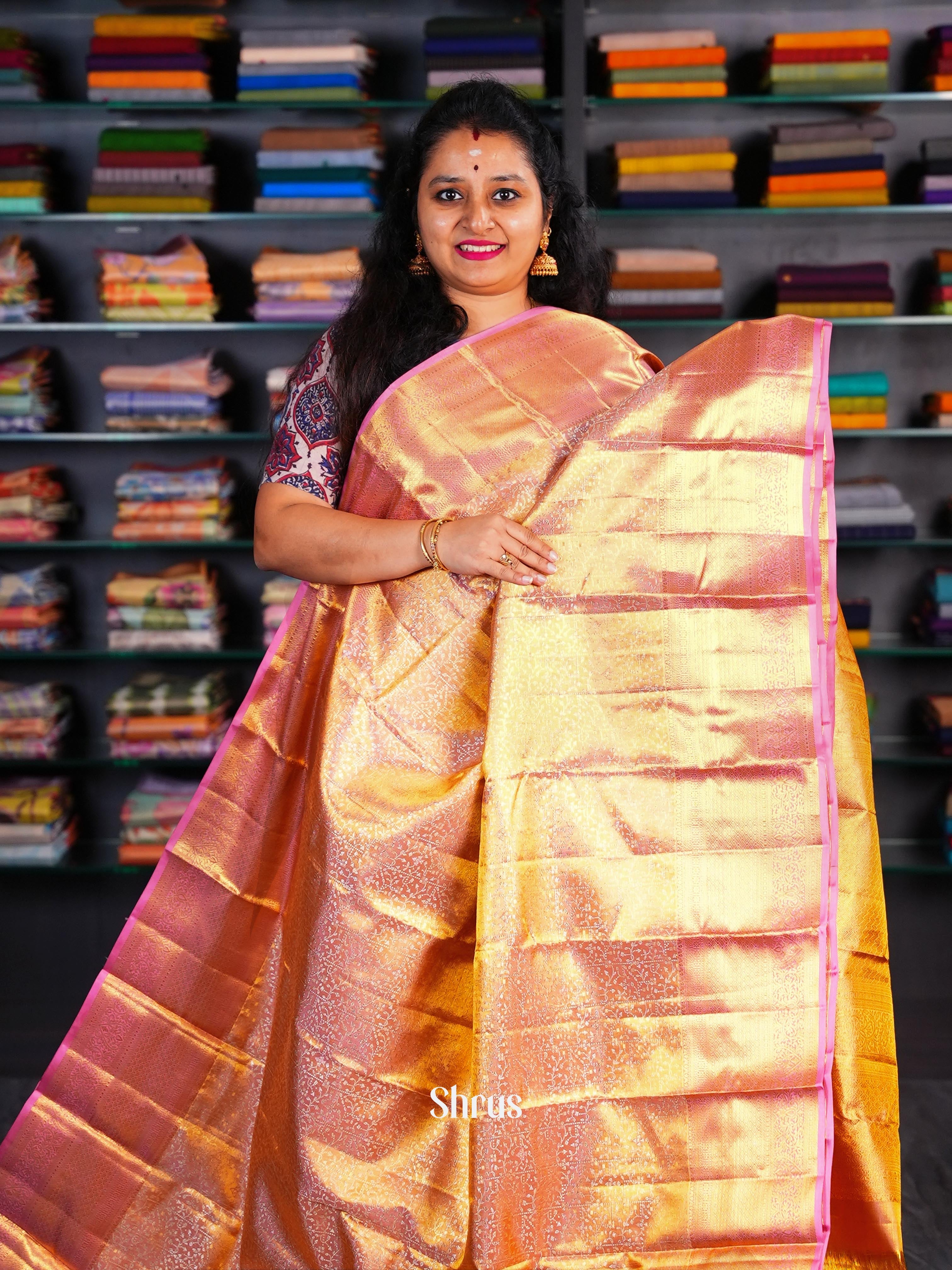 Pink - Kanchipuram silk Saree