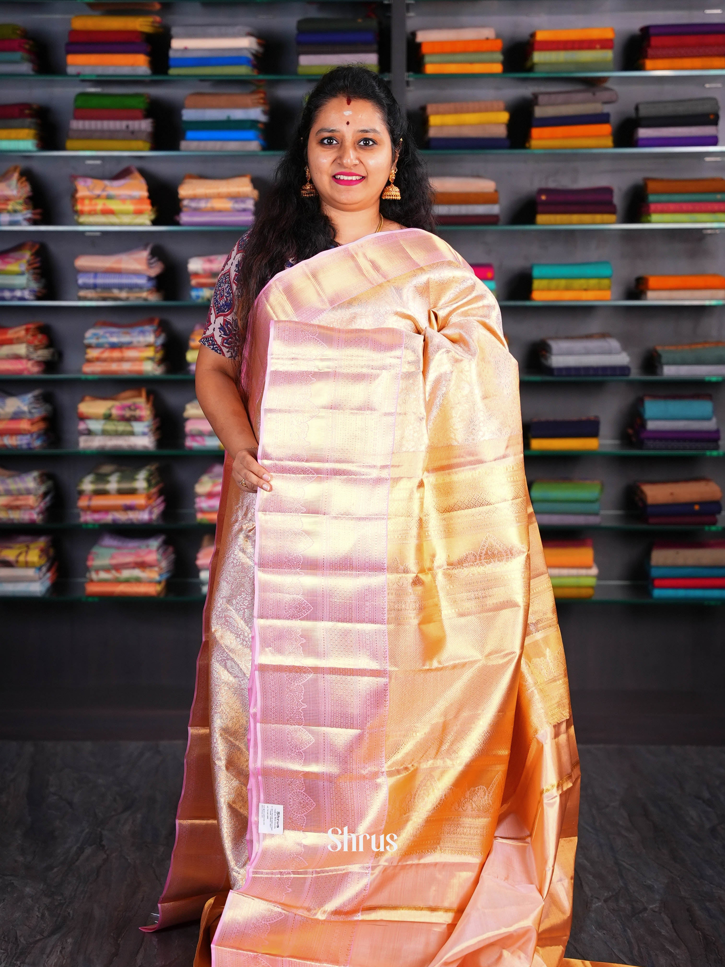 Baby pink( double shade) - Kanchipuram silk Saree