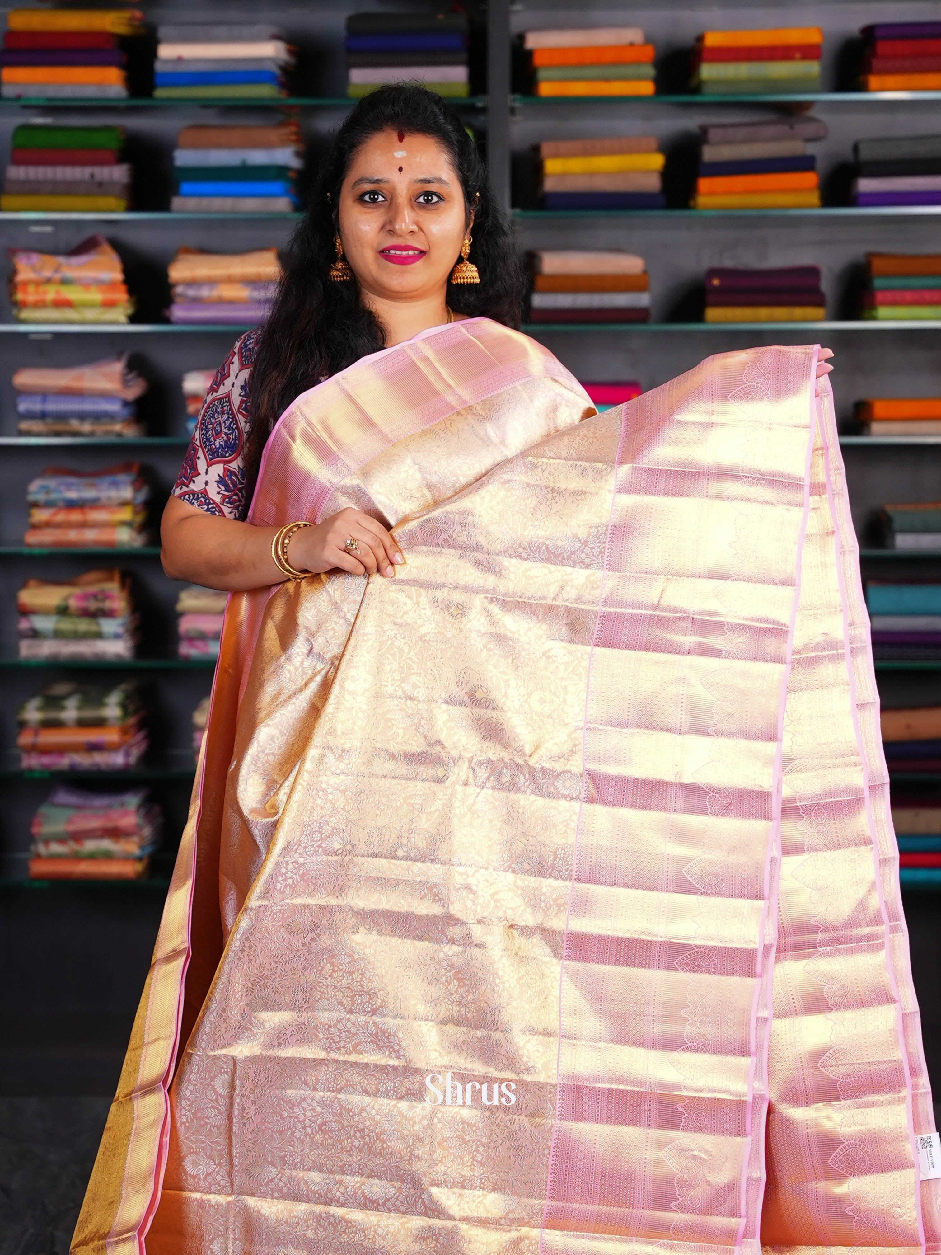 Baby pink( double shade) - Kanchipuram silk Saree