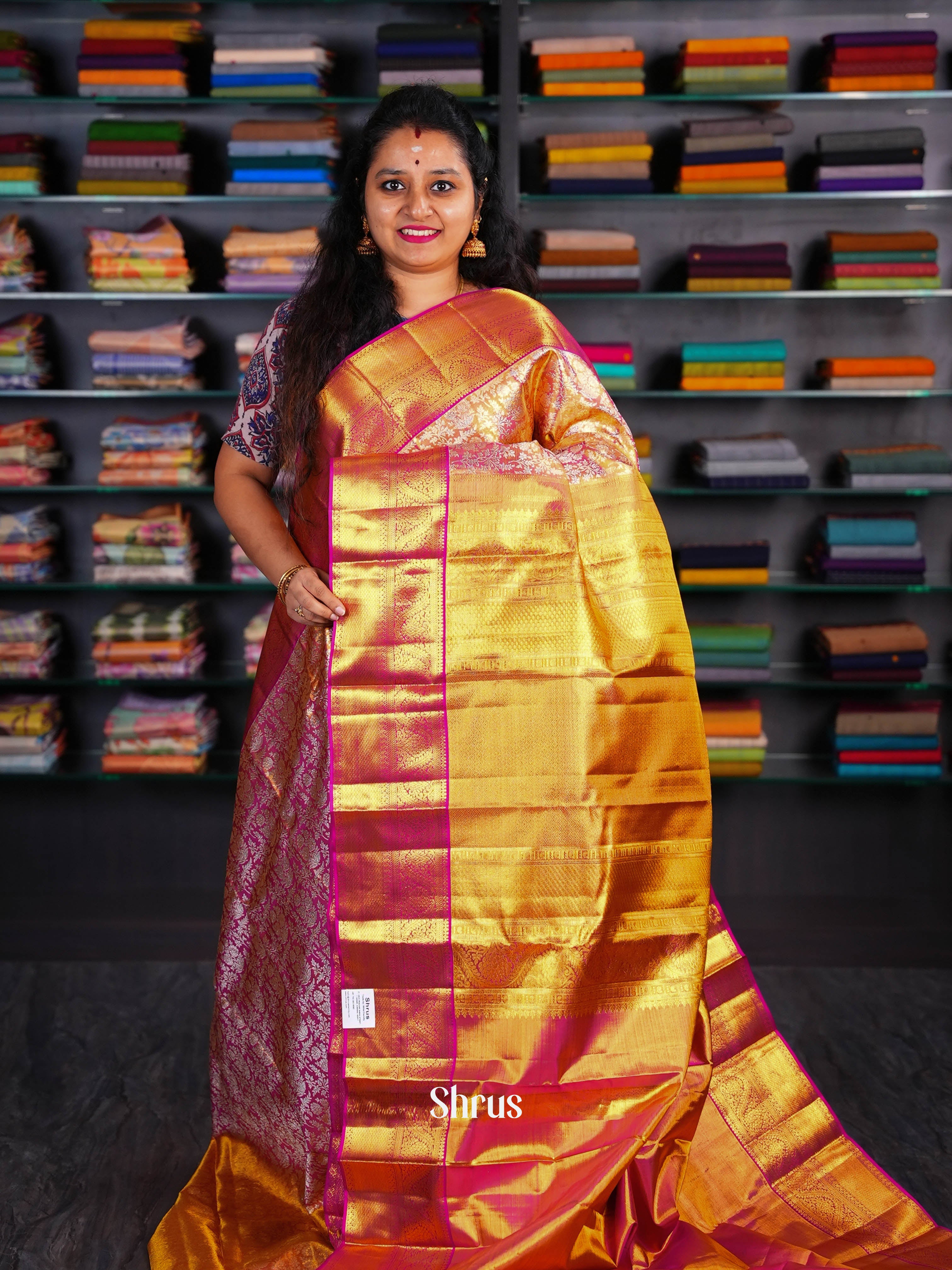 Honey & Pink - Kanchipuram silk Saree