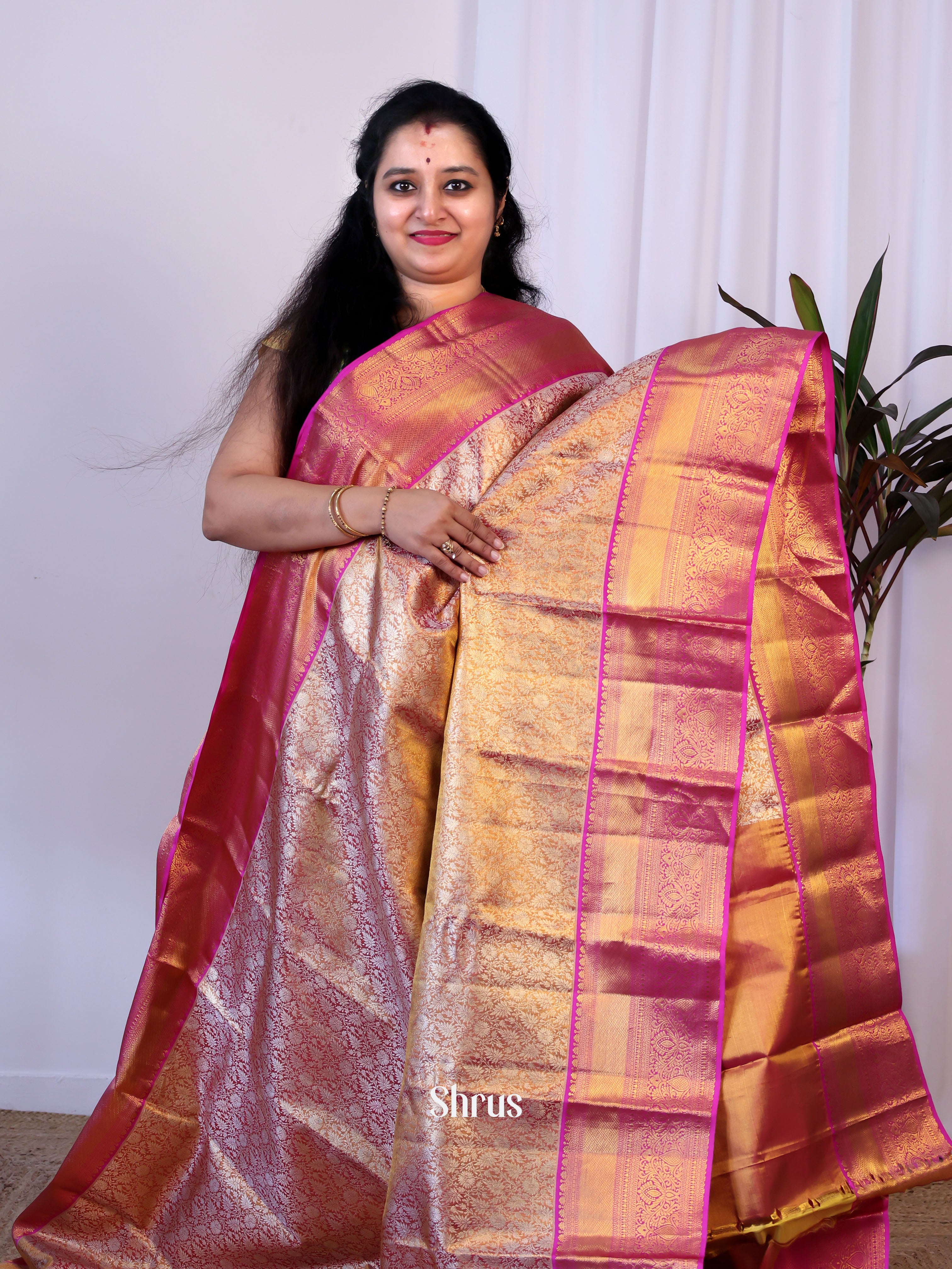 Pink & Gold - Kanchipuram silk  Saree