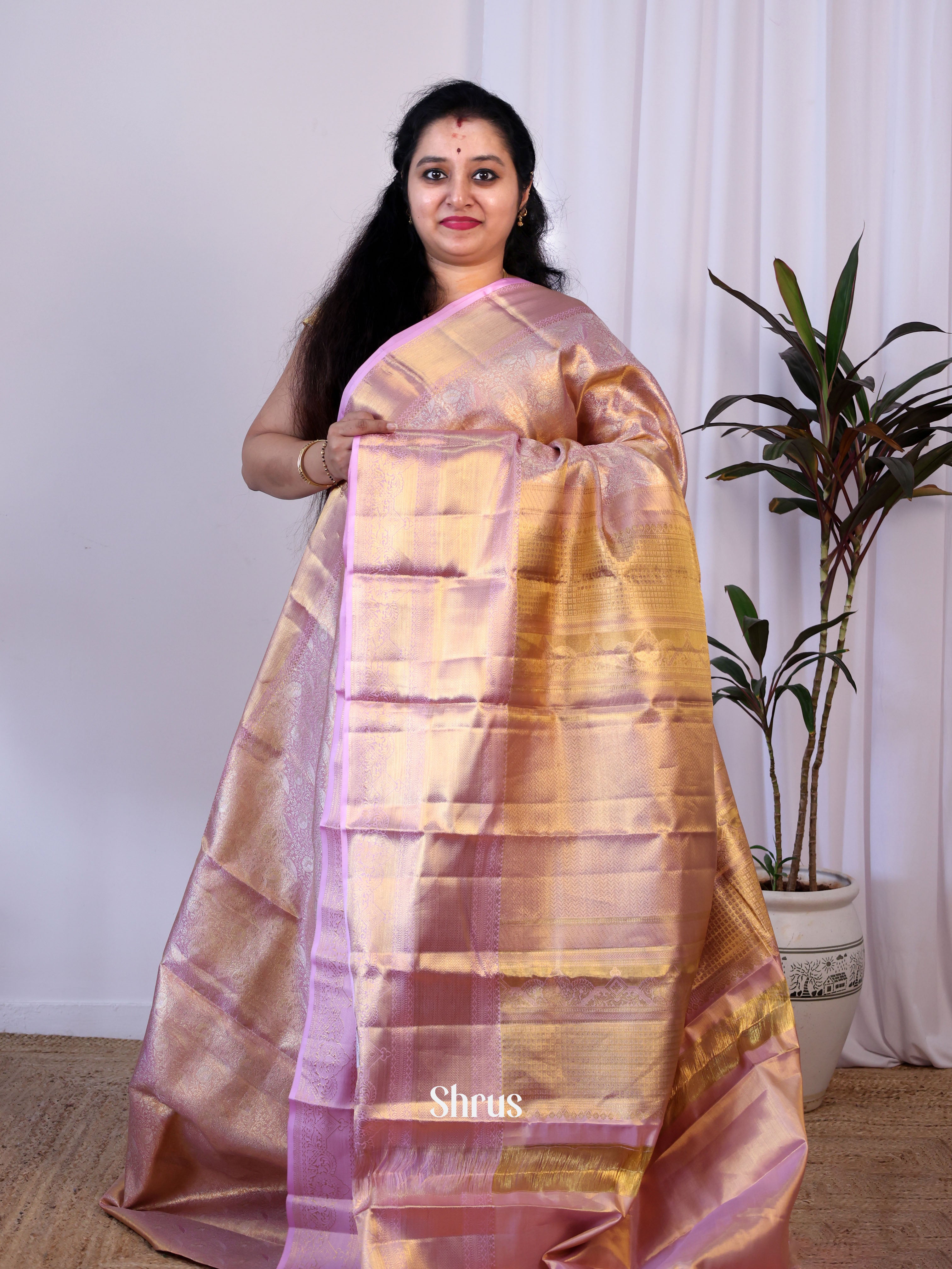 Pink- Kanchipuram silk  Saree