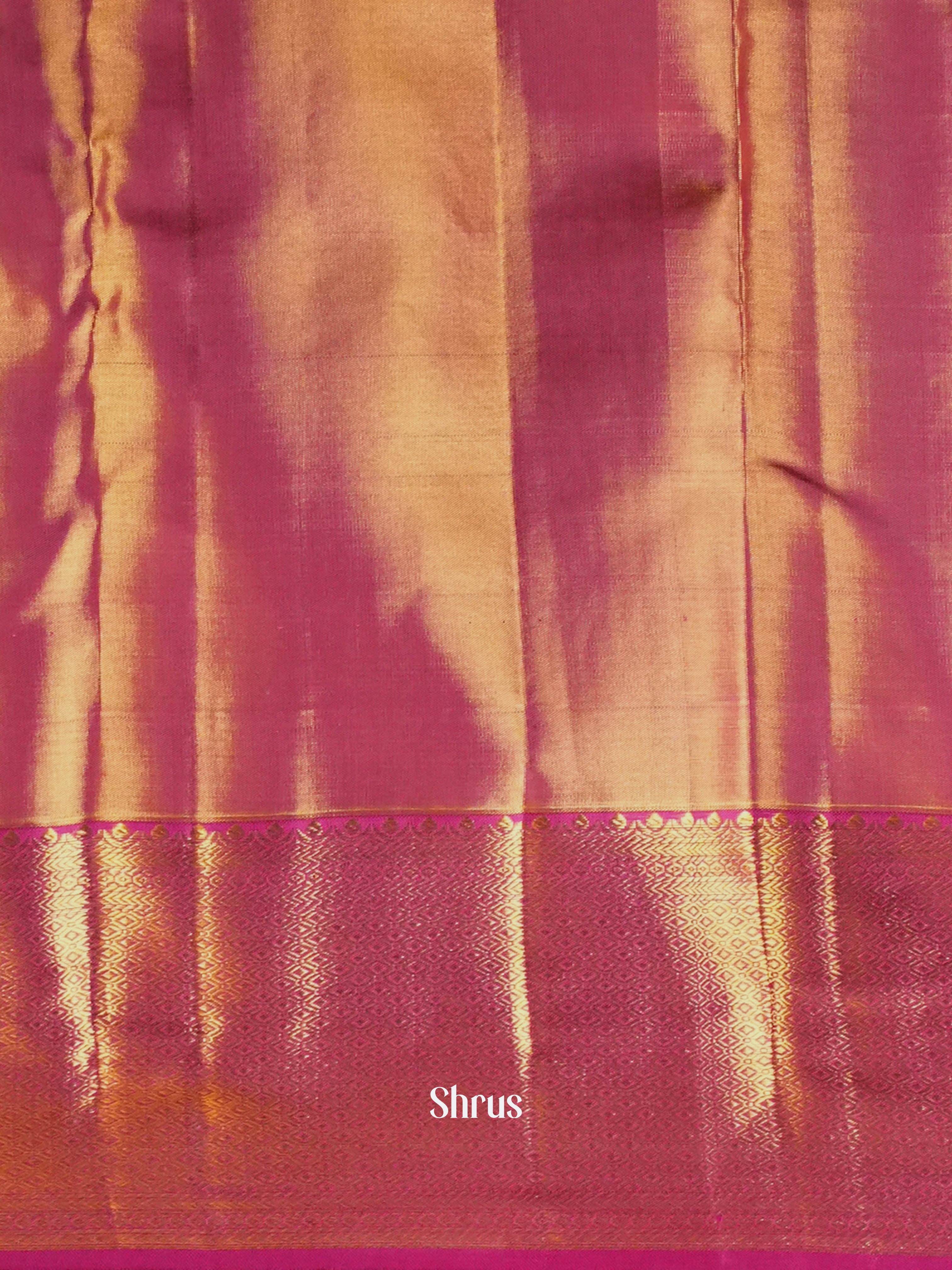 Goldish Orange & Maroon - Kanchipuram silk  Saree