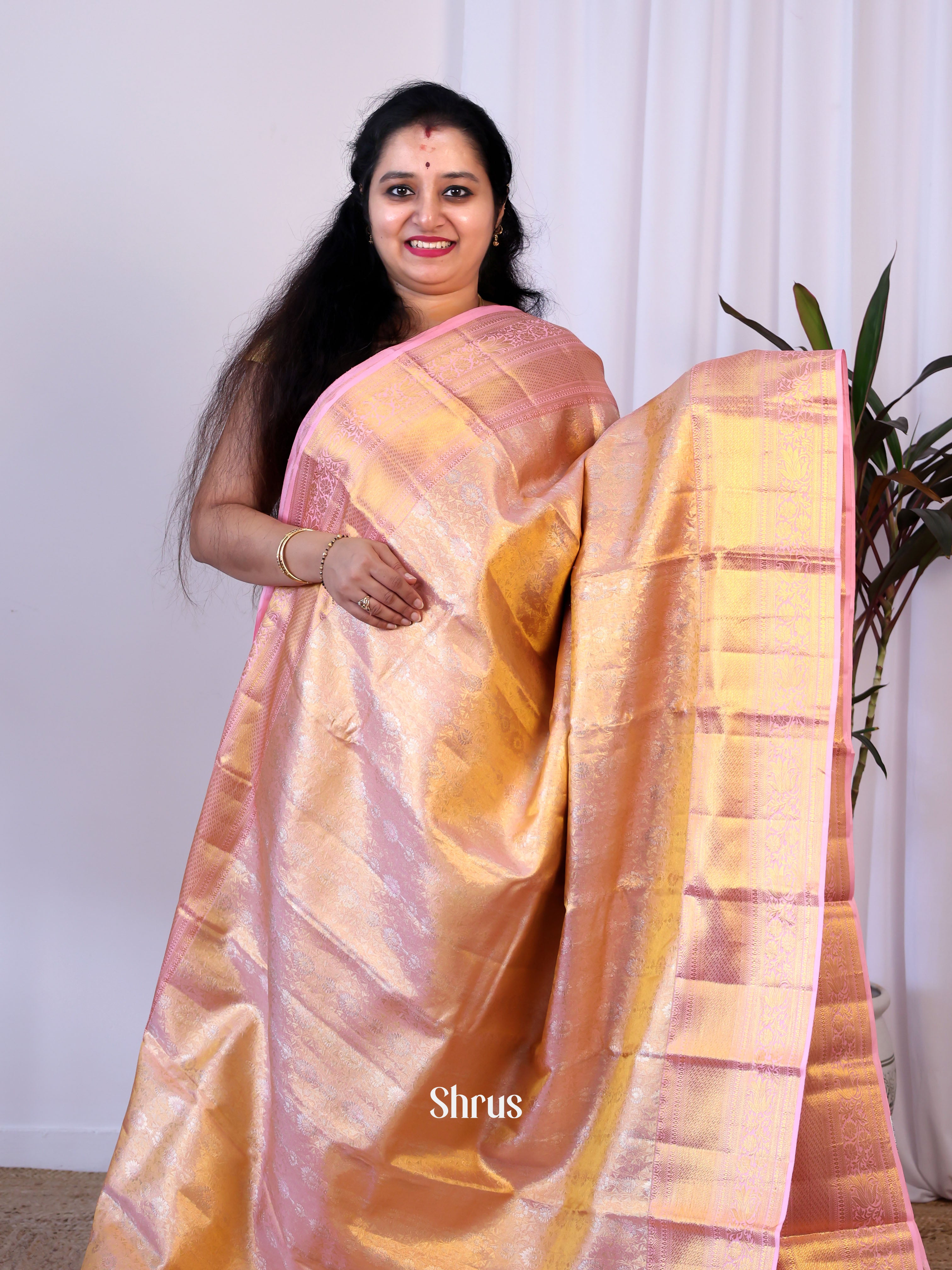 Pink & Gold - Kanchipuram silk  Saree