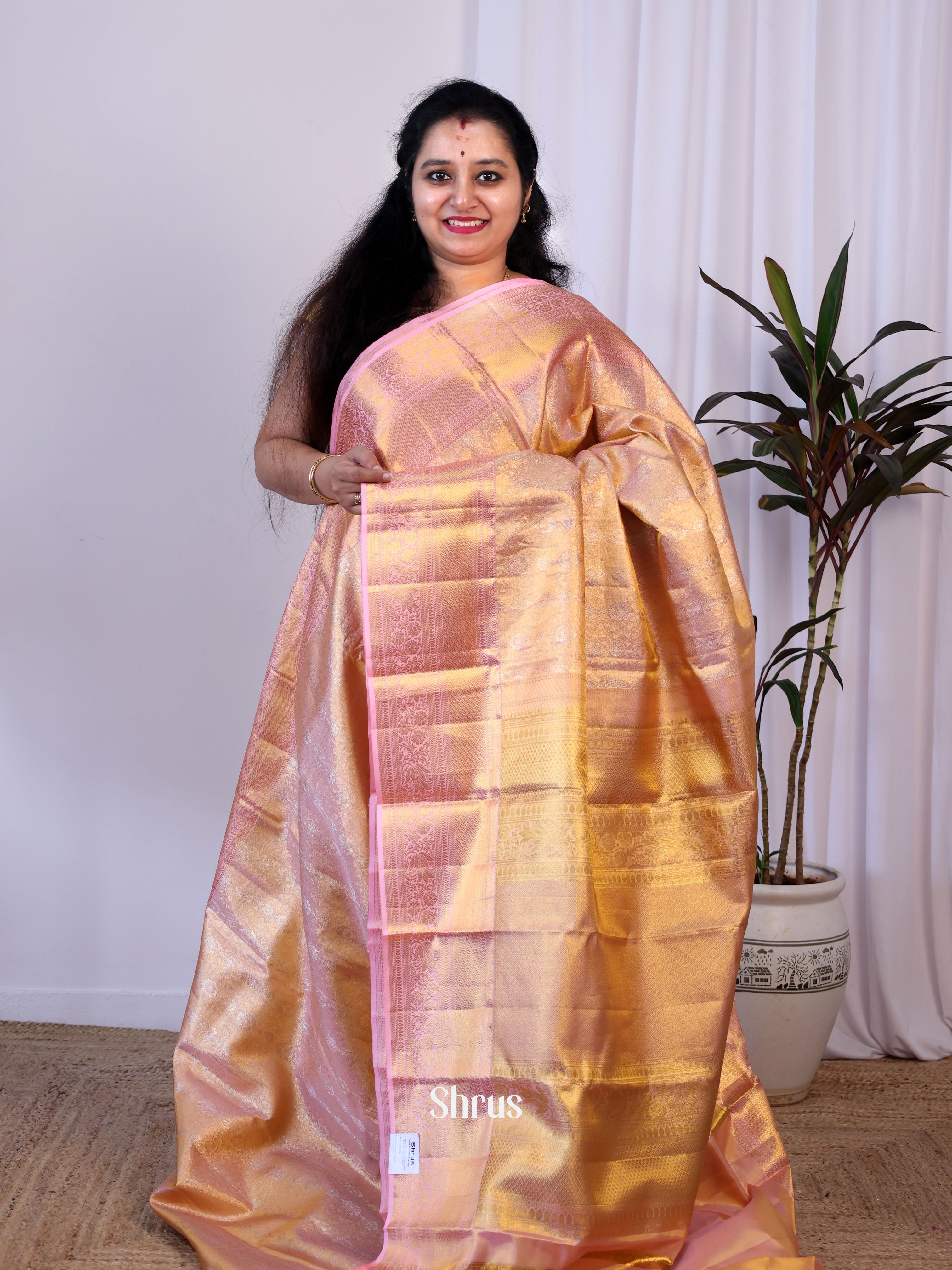 Pink & Gold - Kanchipuram silk  Saree