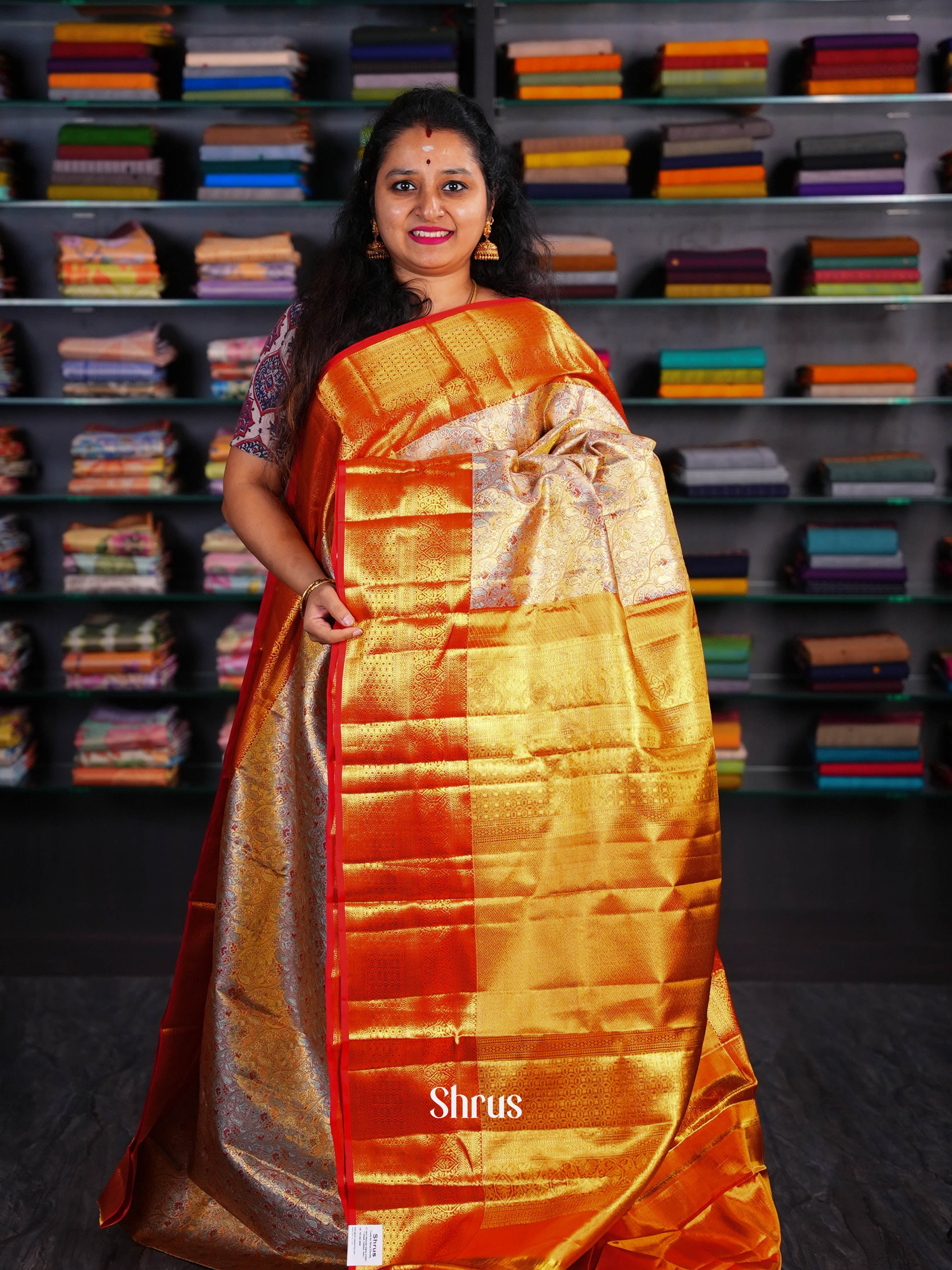 Gold & Red - Kanchipuram silk Saree