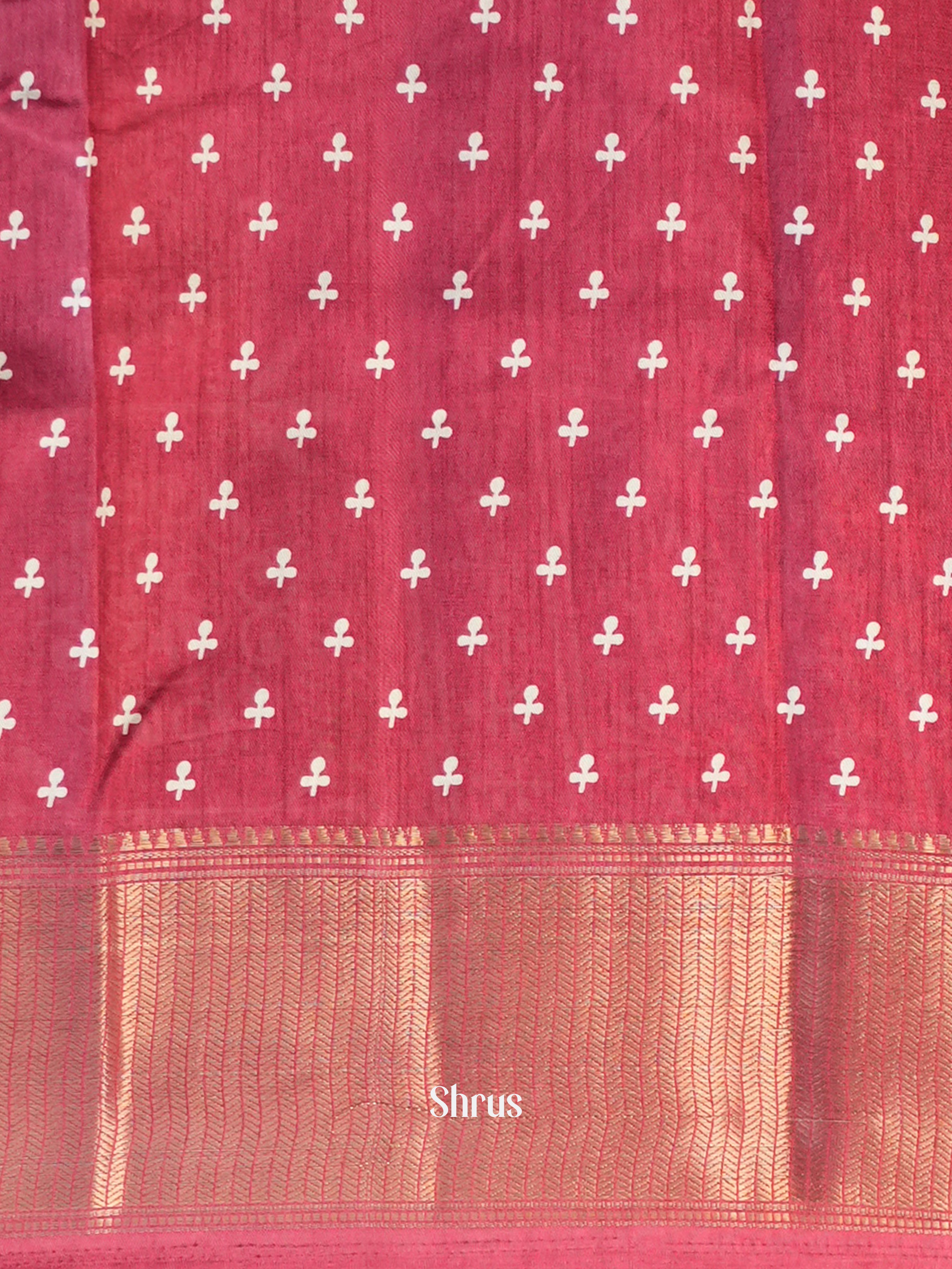 Pink- Semi Crepe Saree