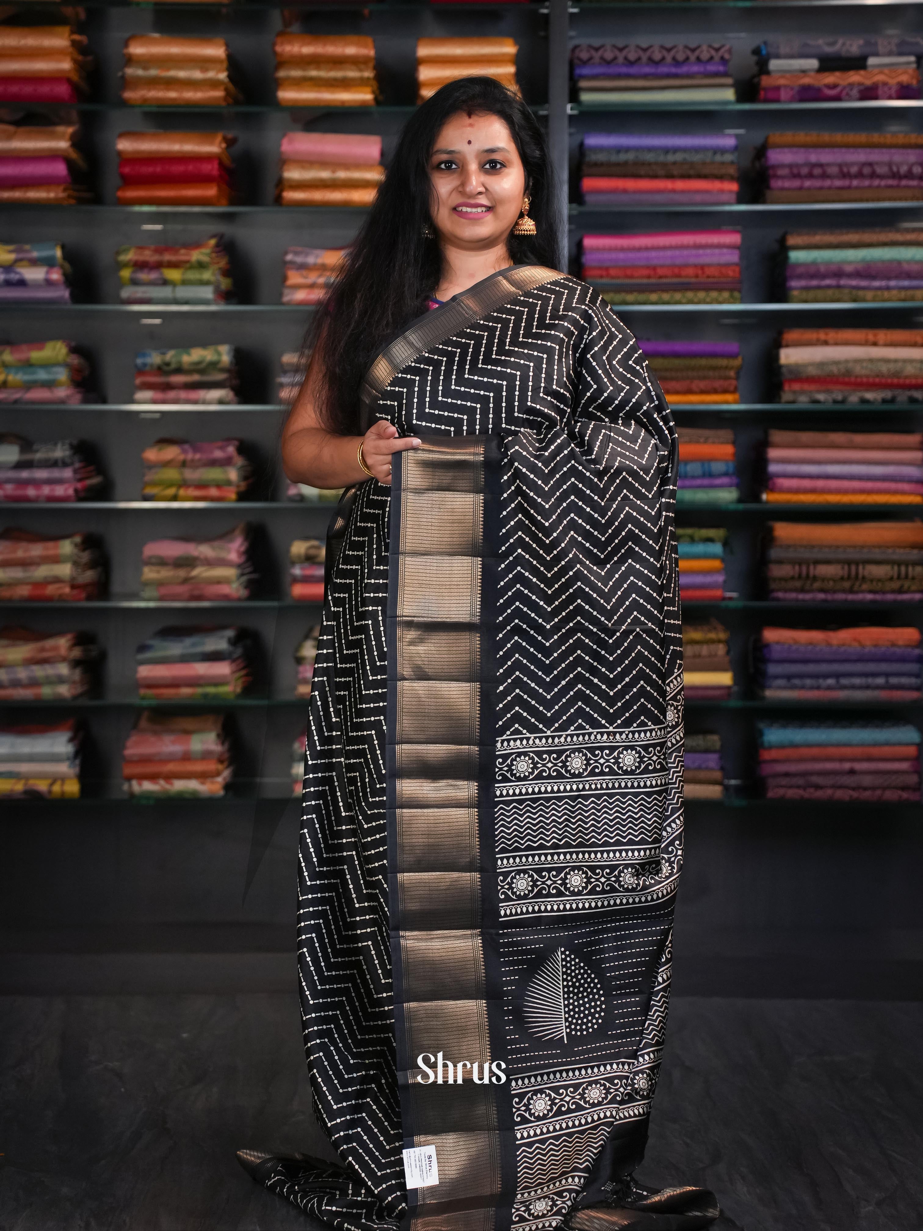 Black  - Semi Crepe Saree