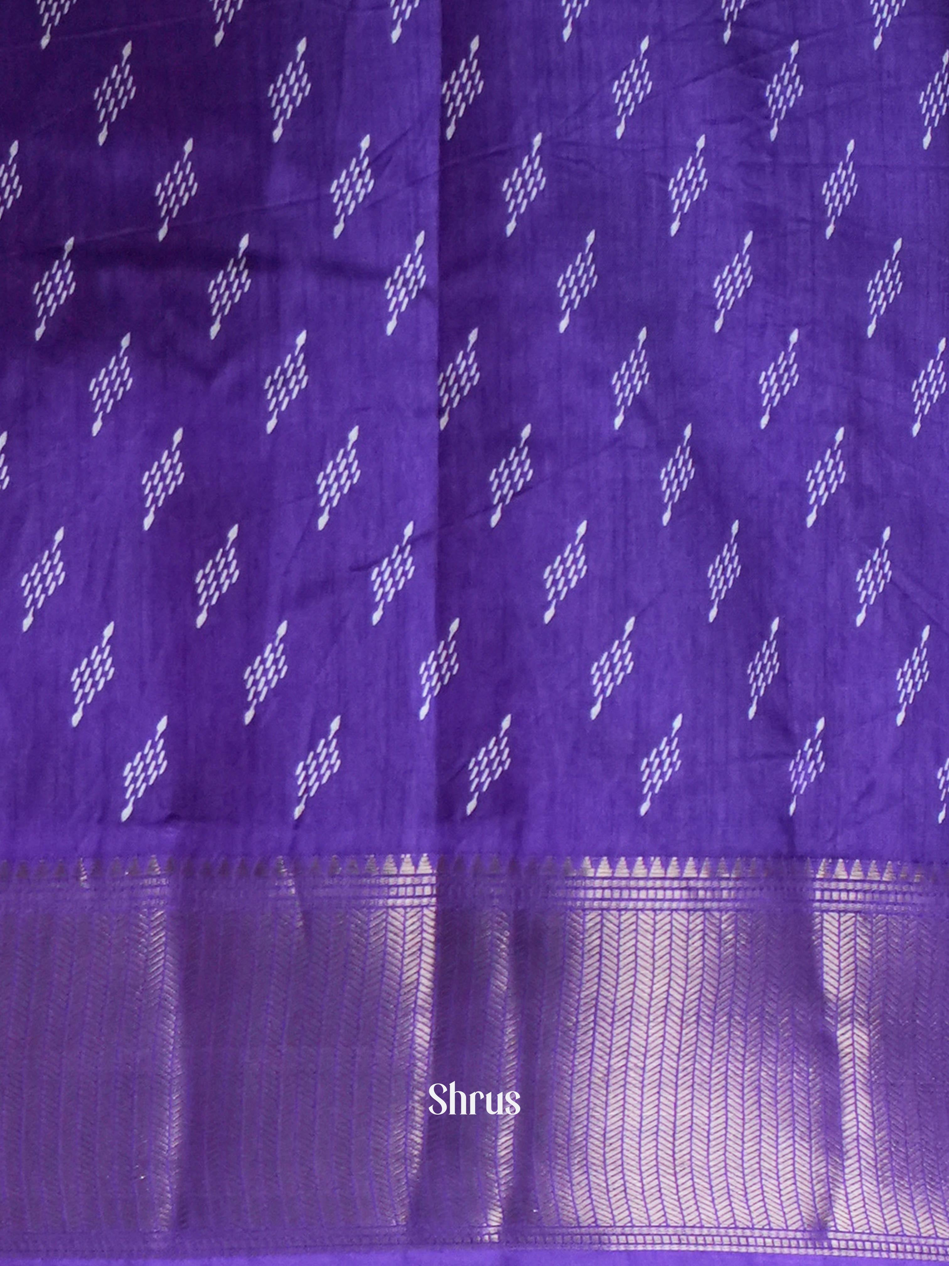 Purple  - Semi Crepe Saree