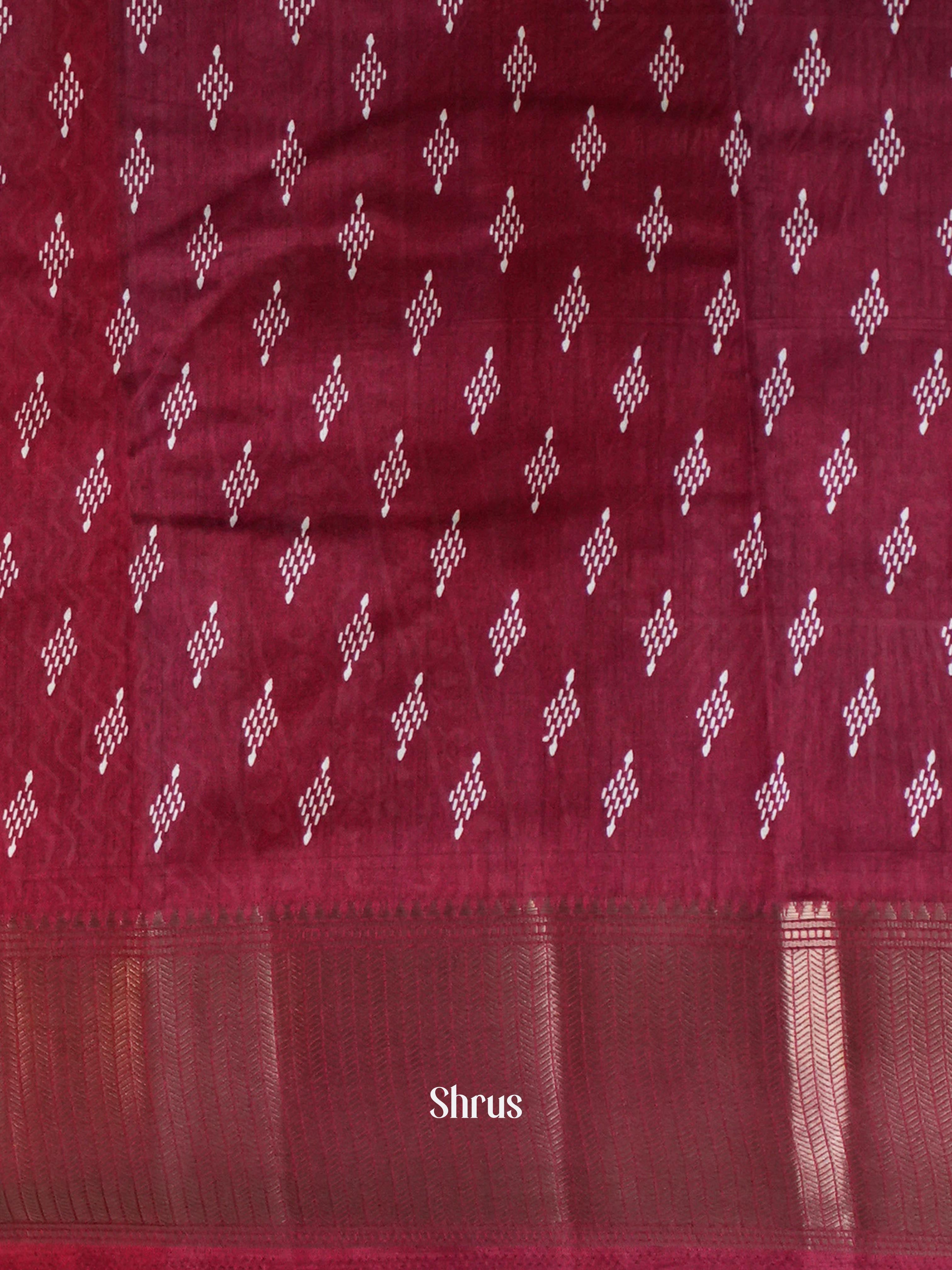 Deep Maroon  - Semi Crepe Saree