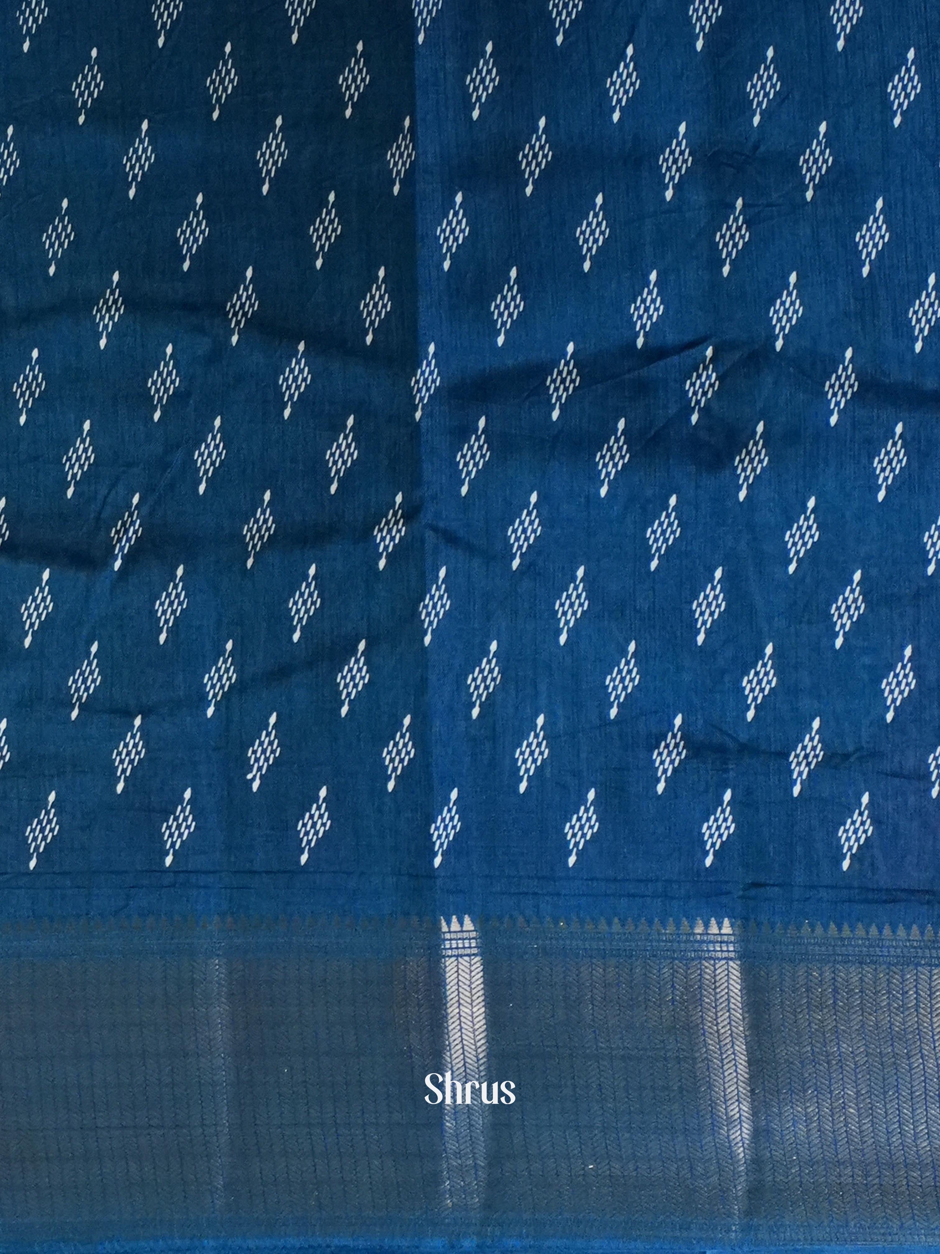 Blue  - Semi Crepe Saree