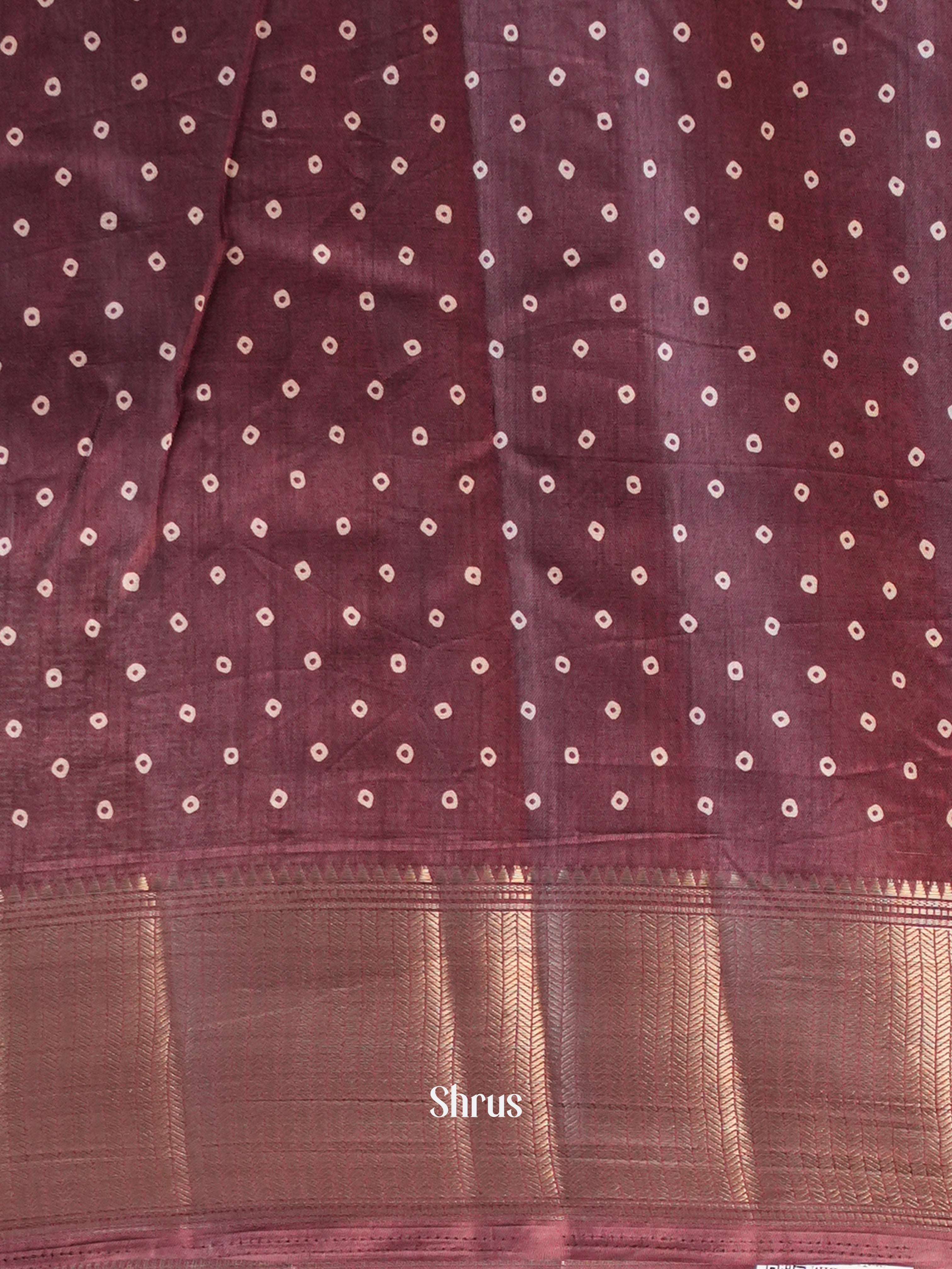 Brown - Semi Crepe Saree