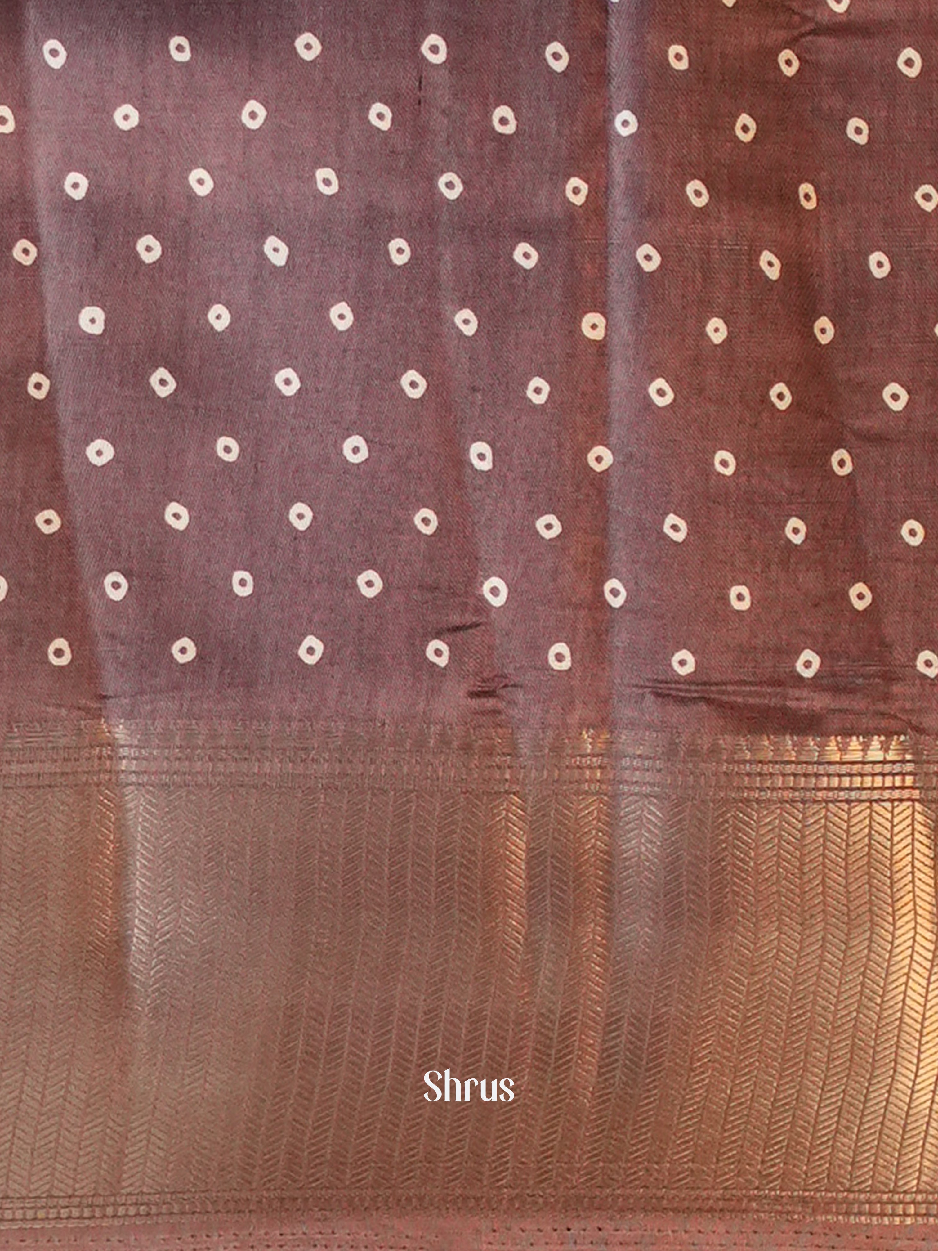 Brown - Semi Crepe Saree