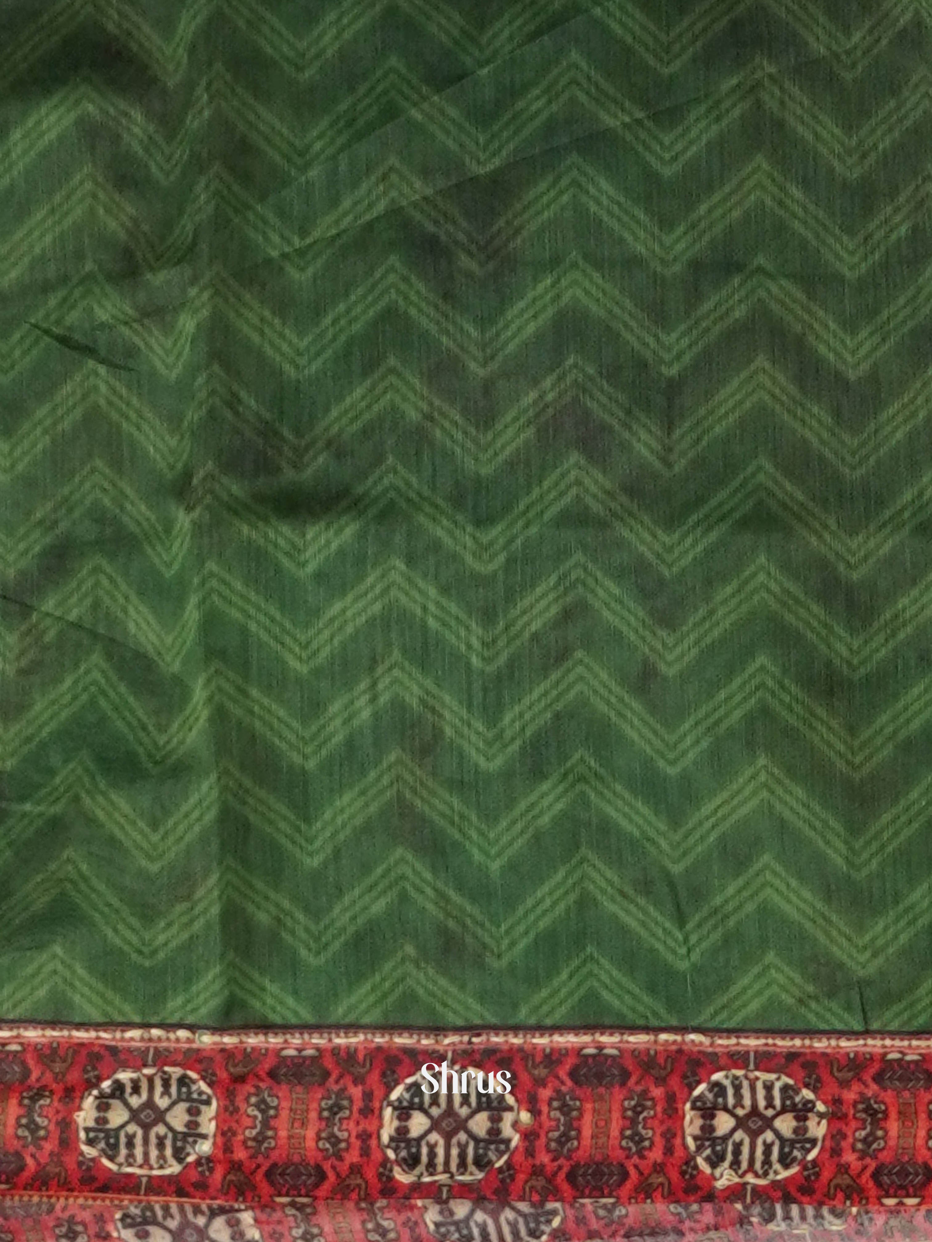 Maroon & Green - Semi Kantha Saree