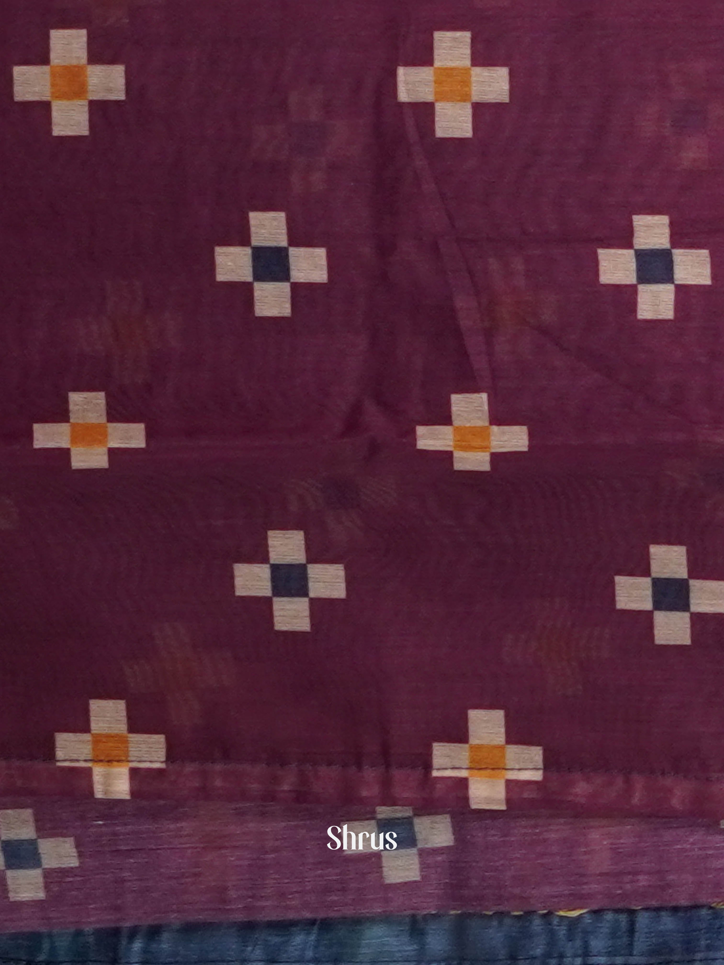 Magenta  & Blue- Semi Kantha Saree