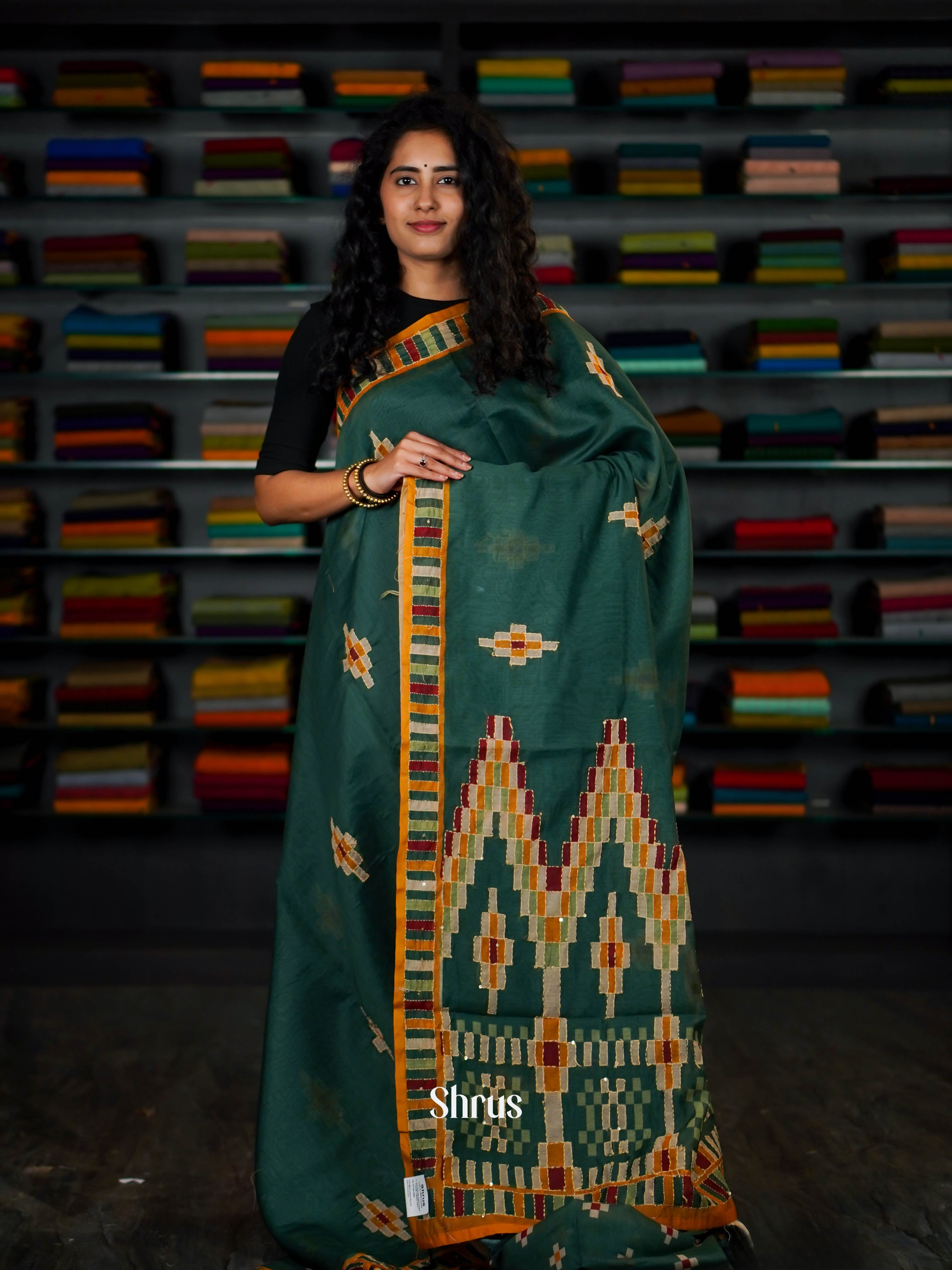 Green  - Semi Kantha Saree