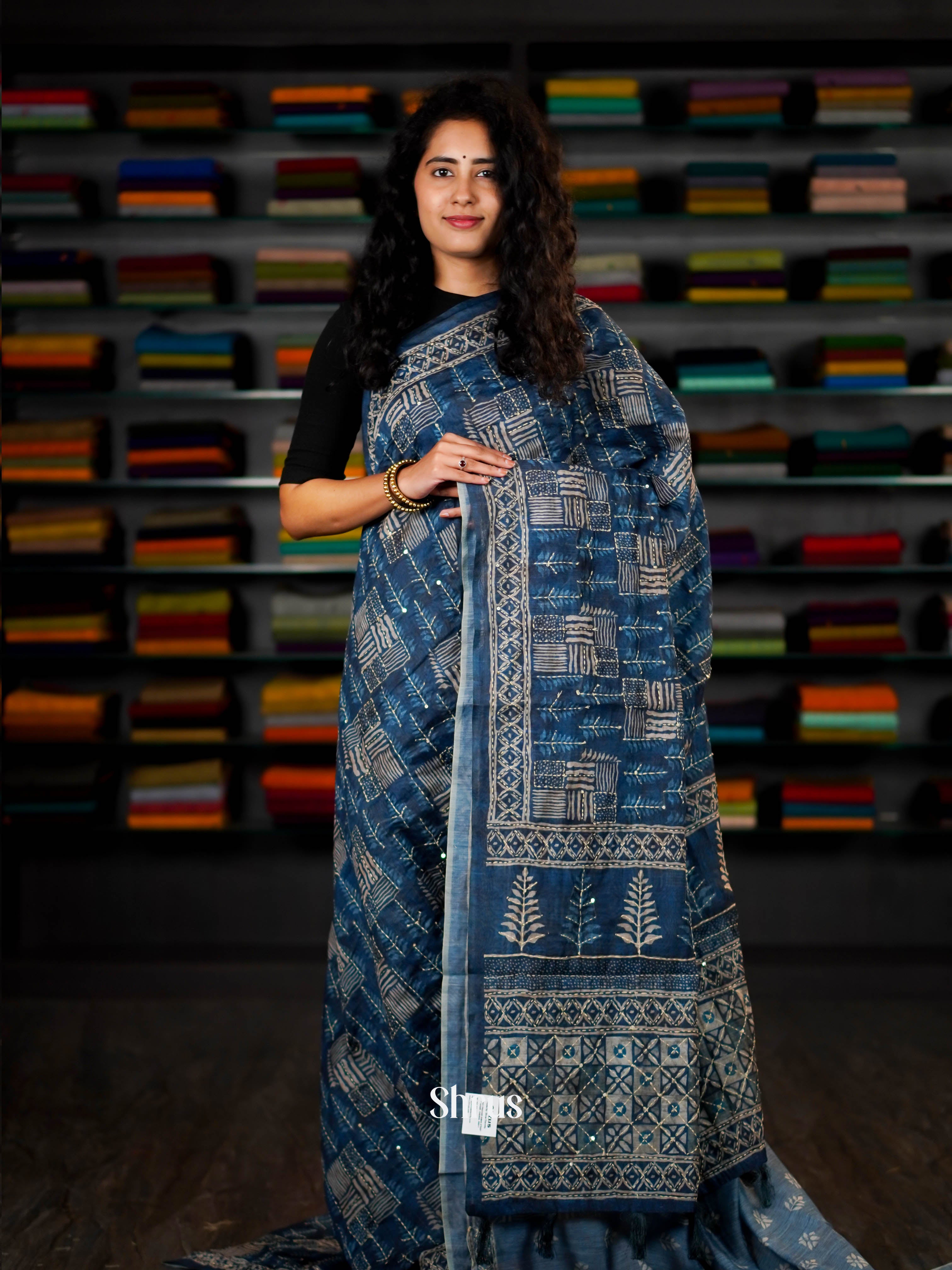 Blue  - Semi Kantha Saree