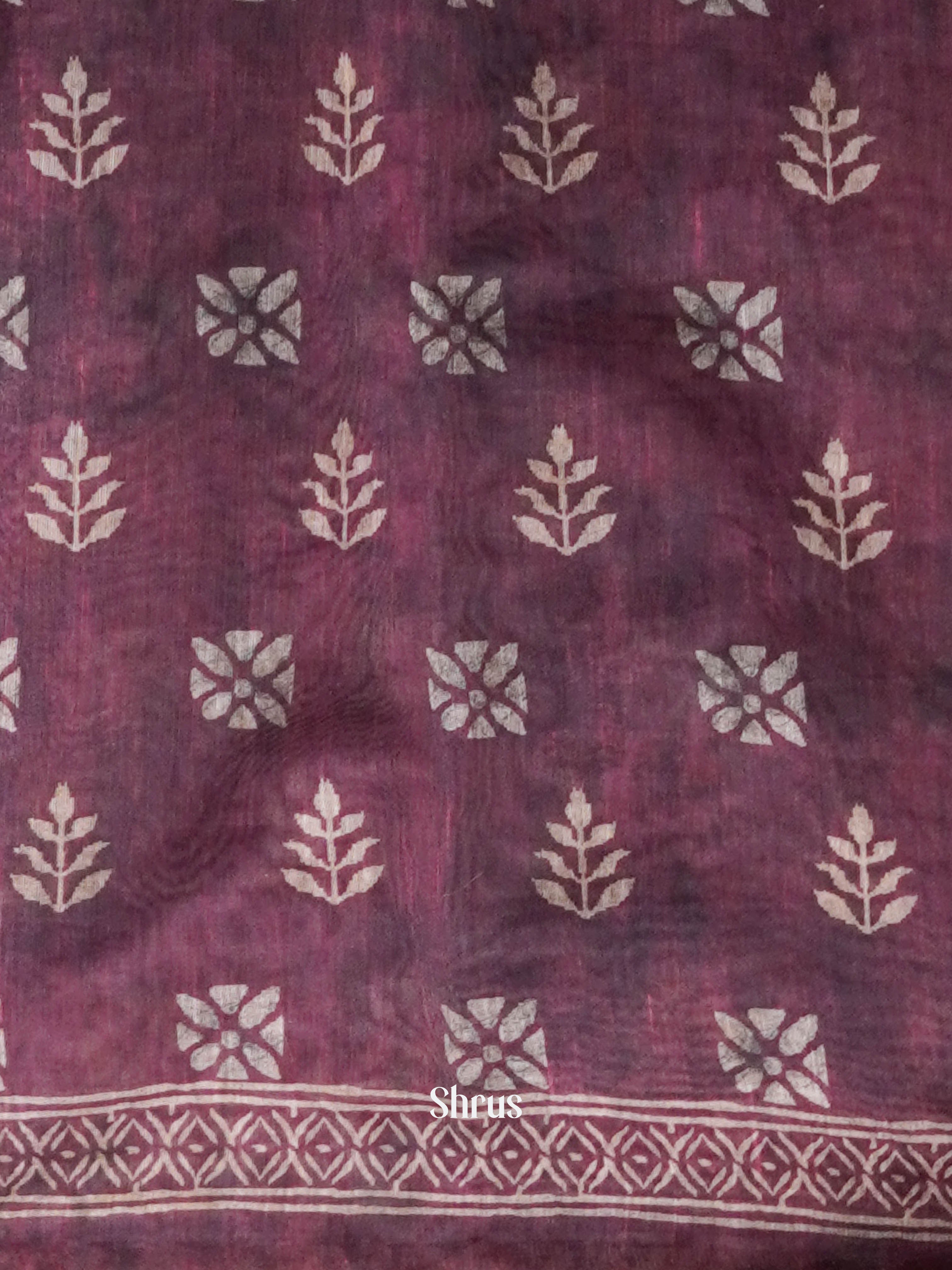 Dark Purple  - Semi Kantha Saree