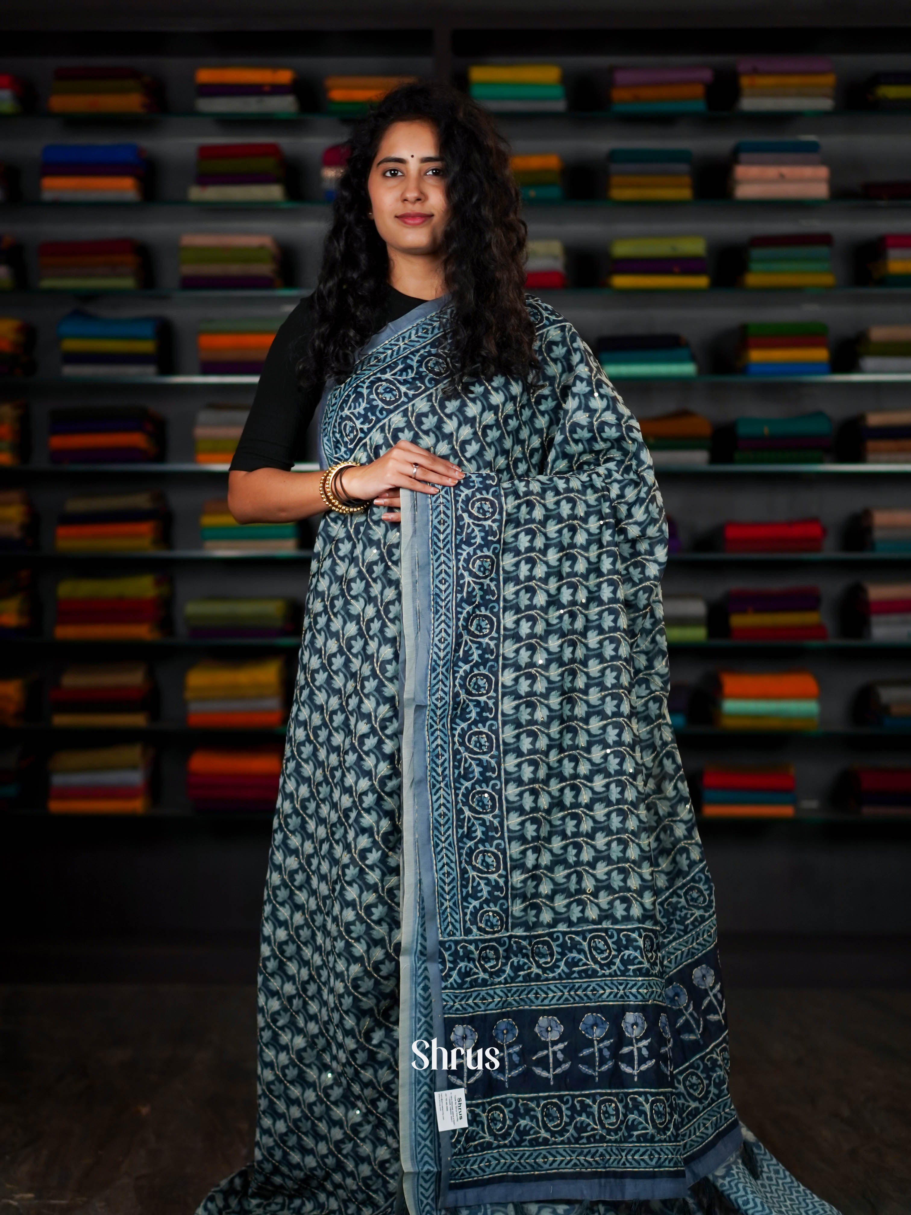 Blue - Semi Kantha Saree