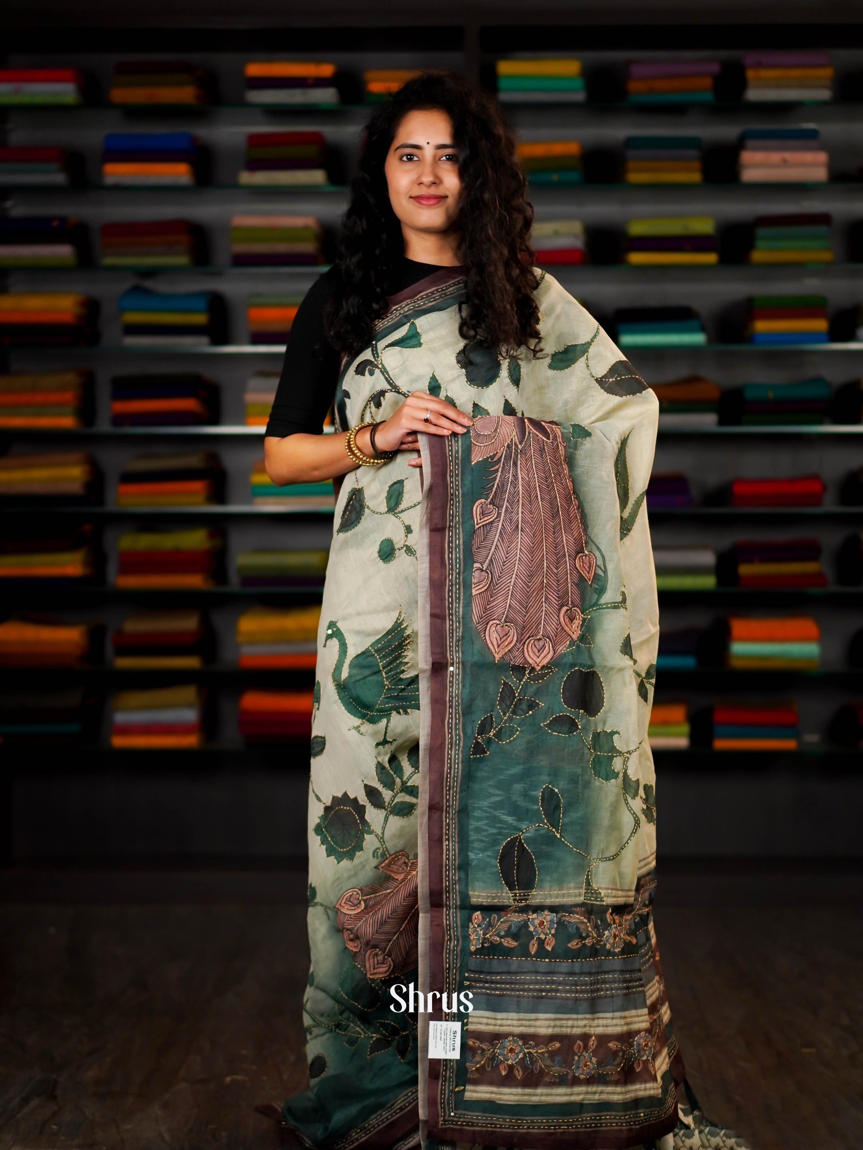 Shades Of Green  - Semi Kantha Saree