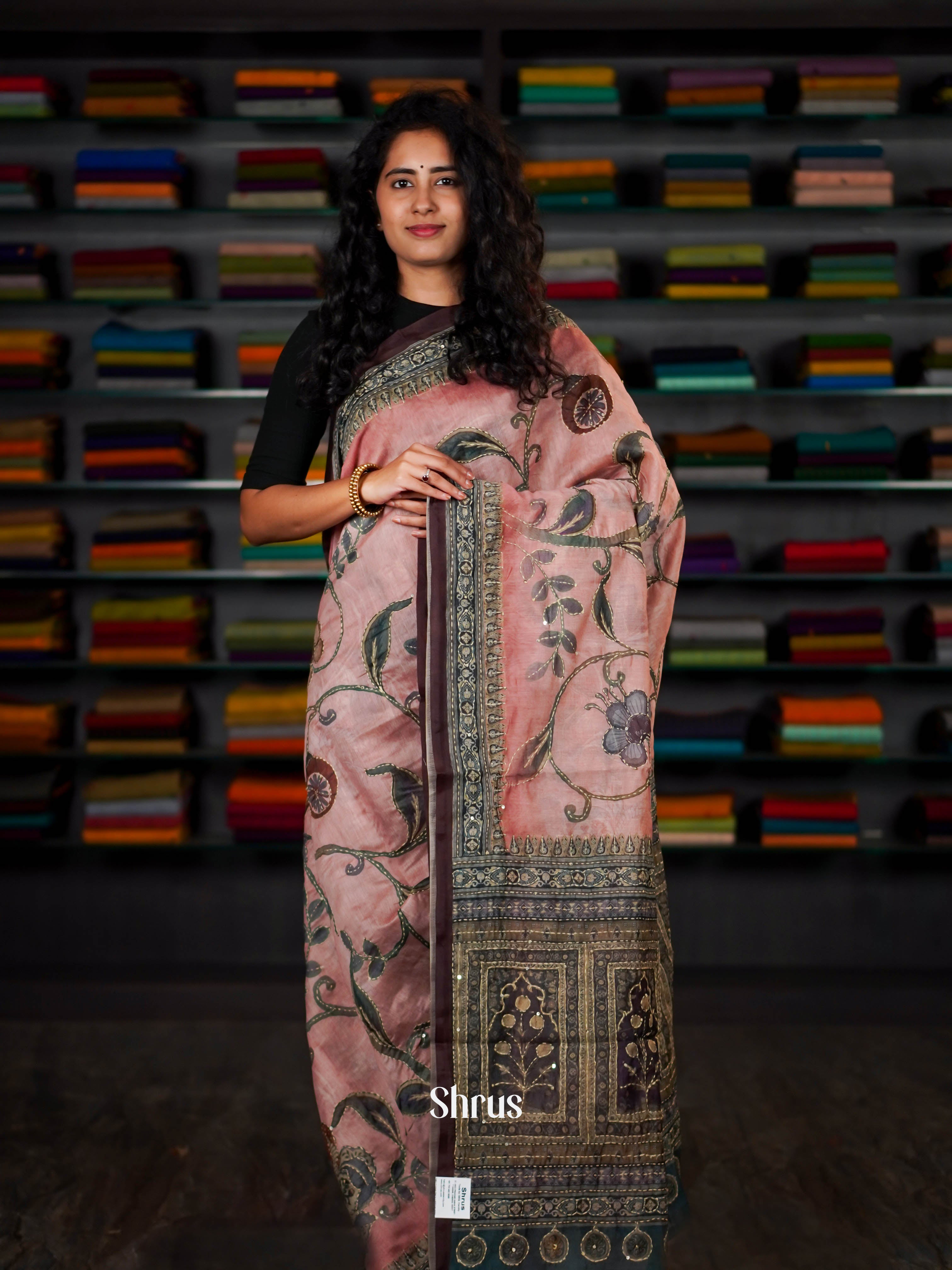 Peachy Pink  - Semi Kantha Saree