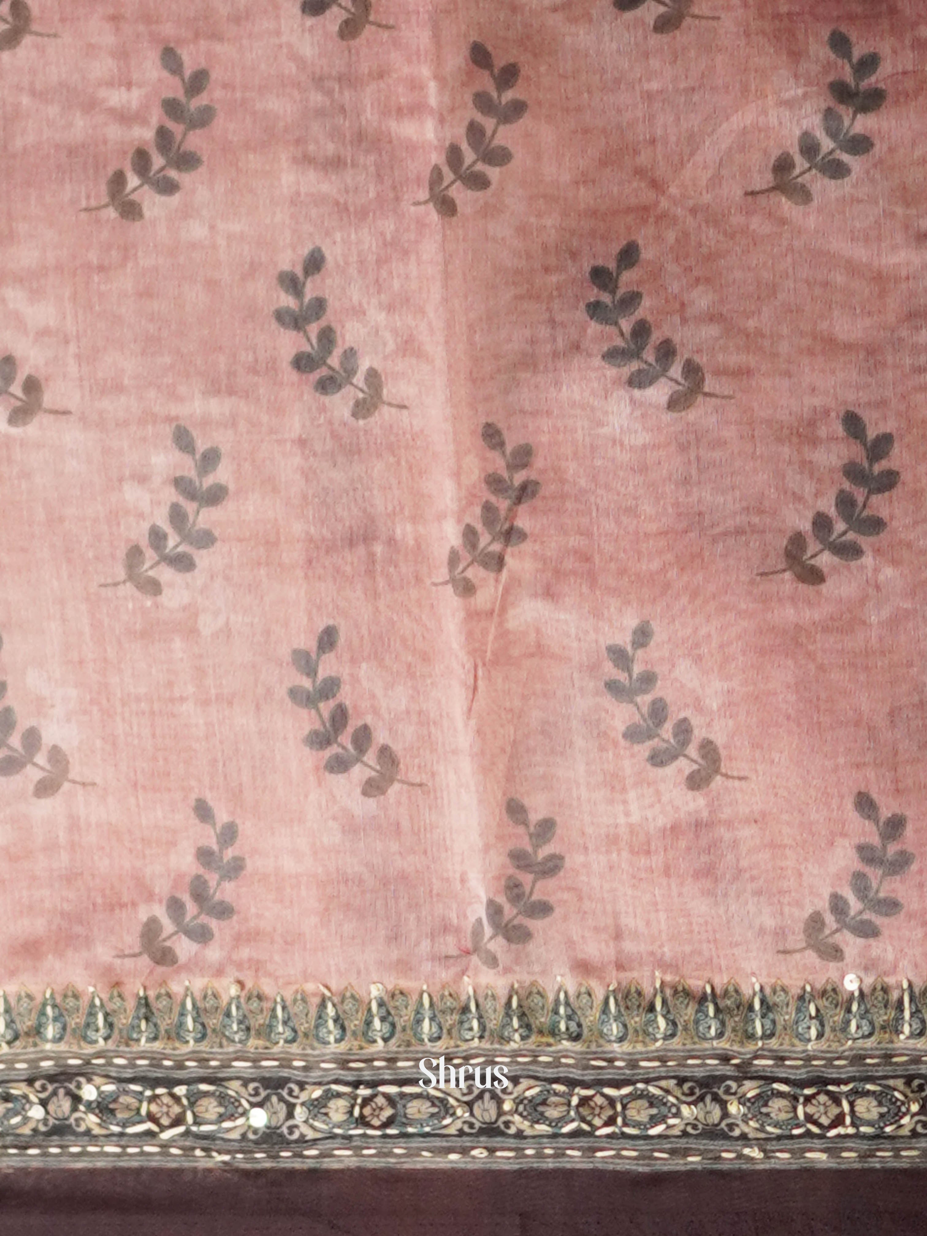 Peachy Pink  - Semi Kantha Saree