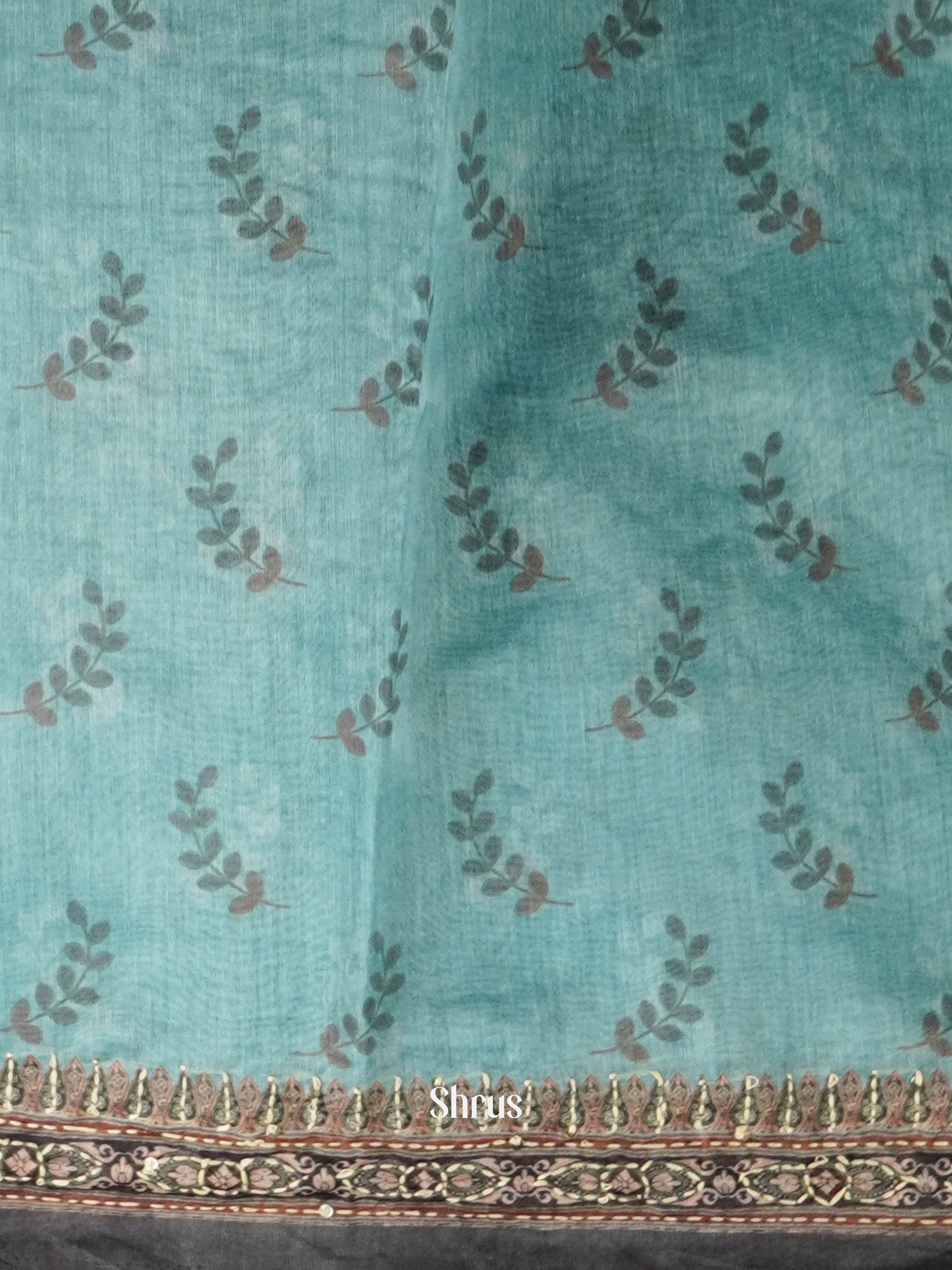 Teal - Semi Kantha Saree