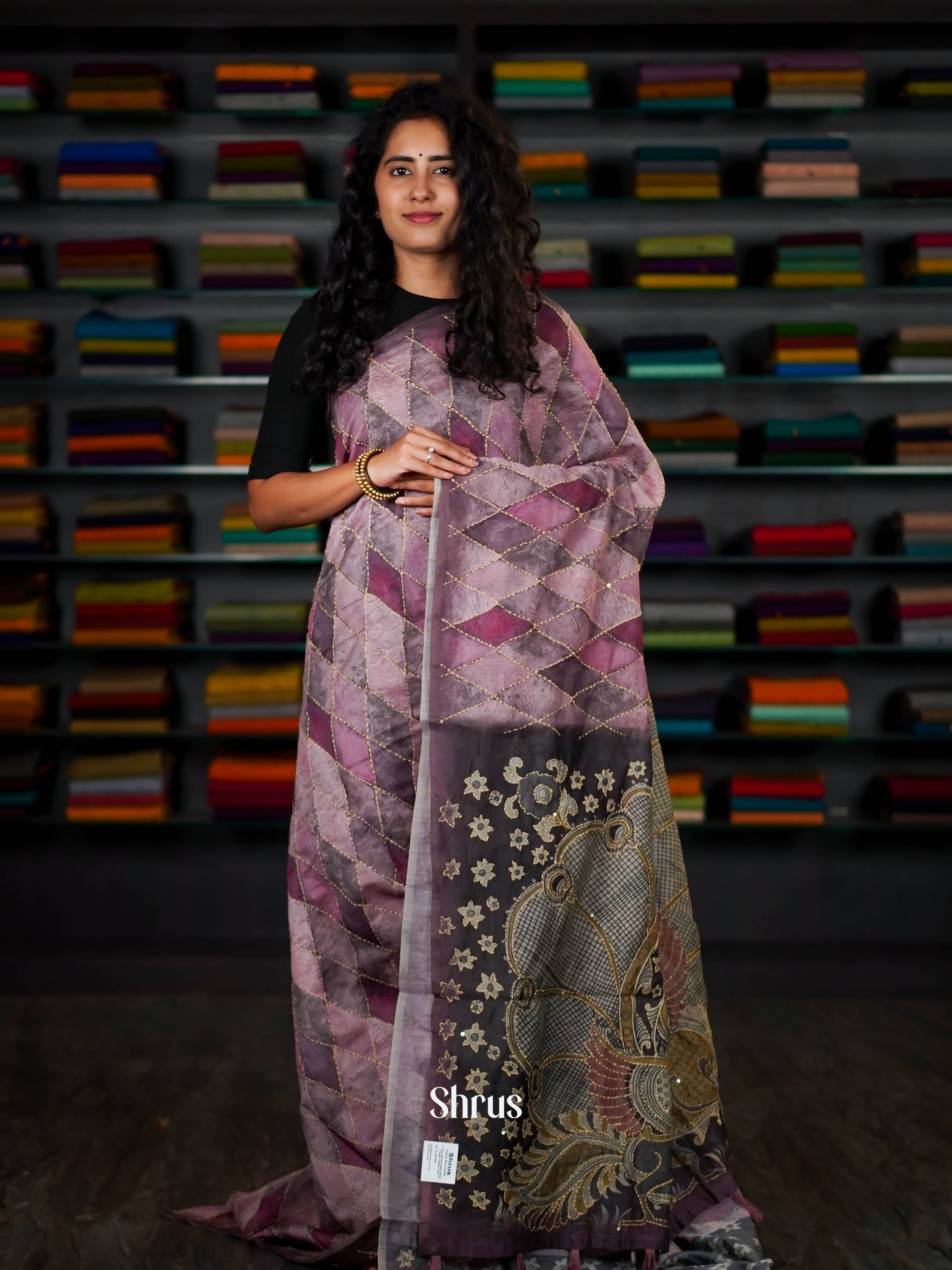 Pale Pink - Semi Kantha Saree