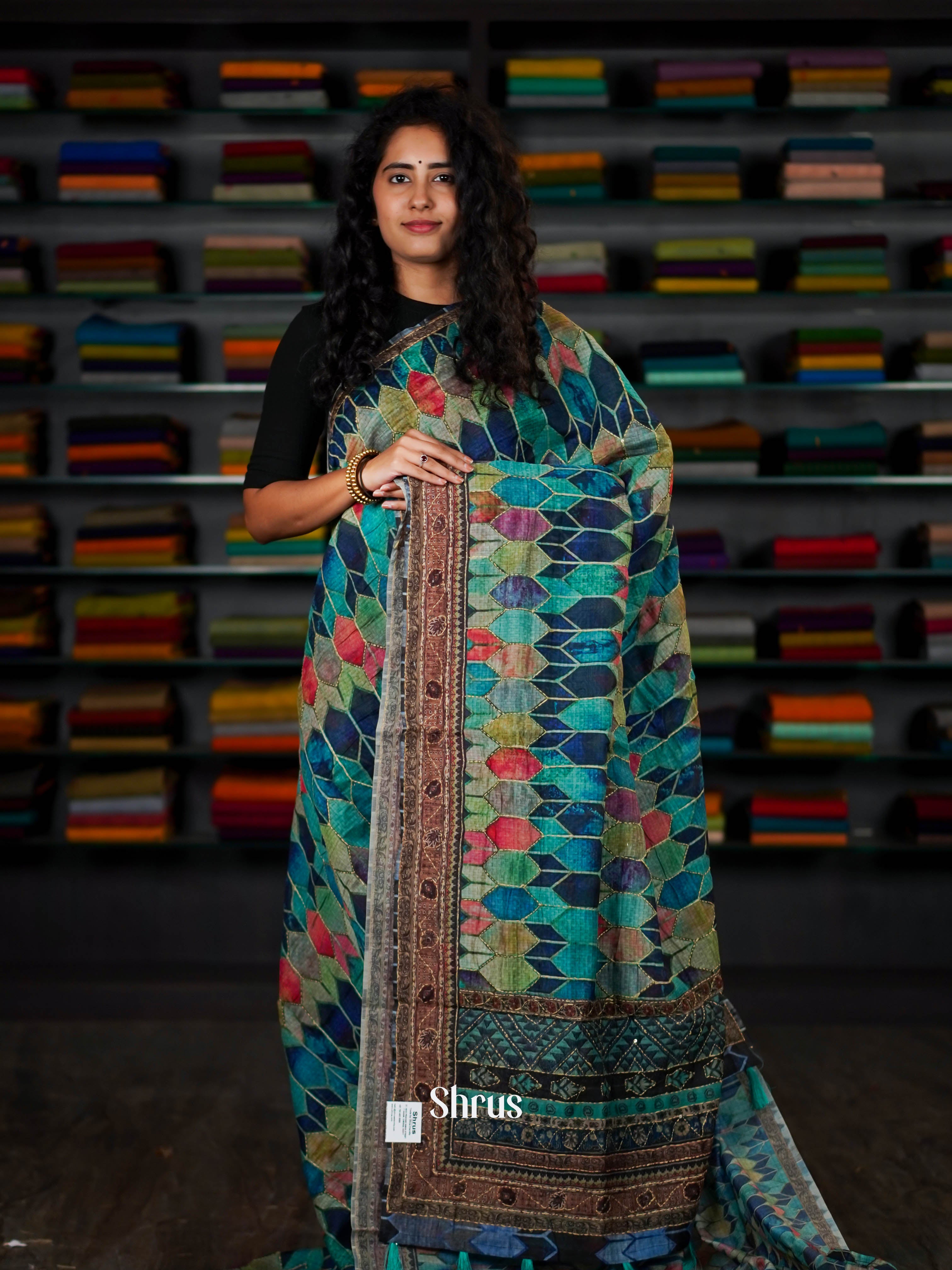 Shades Of Blue  - Semi Kantha Saree