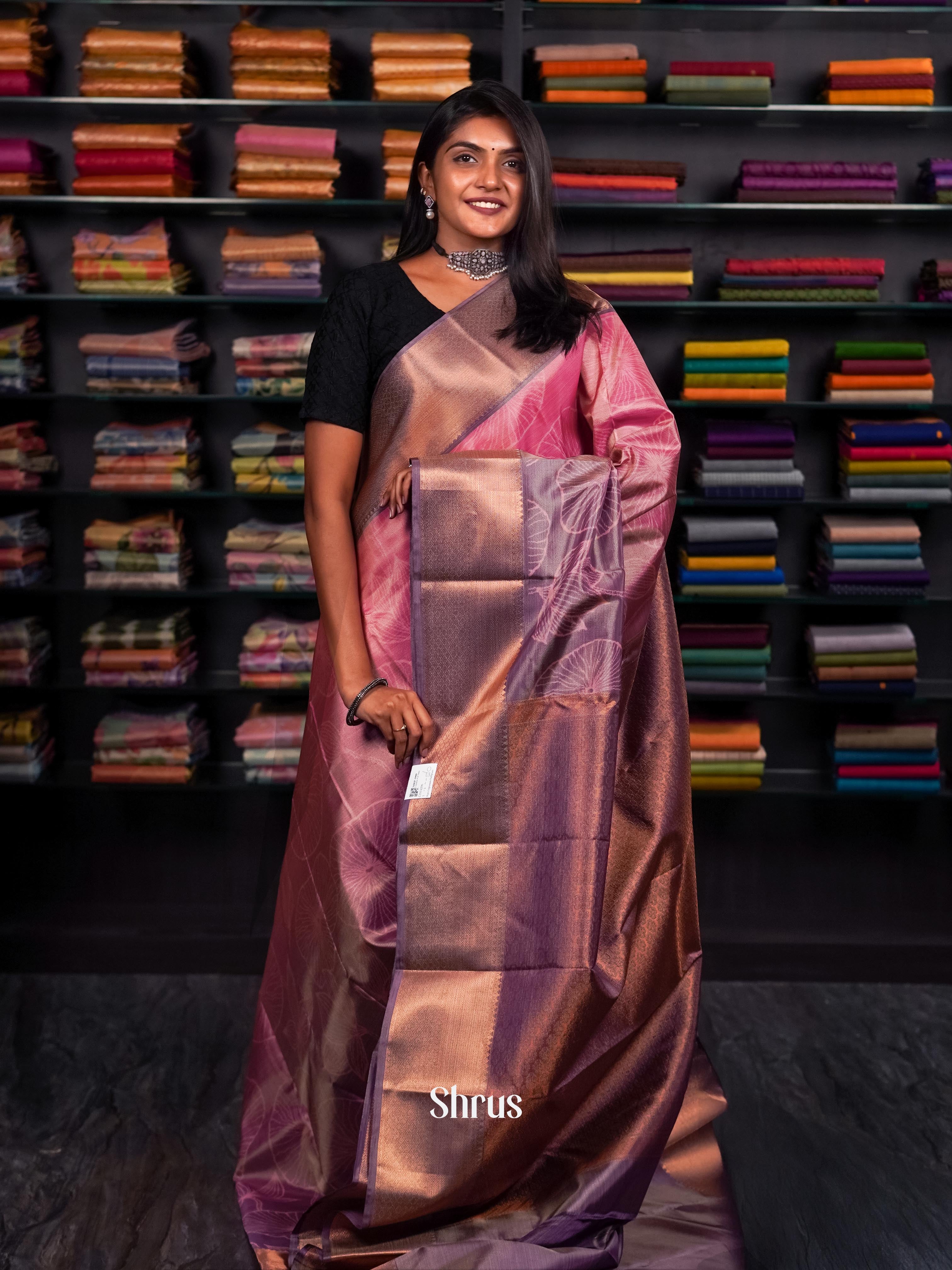 Violet - Kanchipuram-halfpure saree