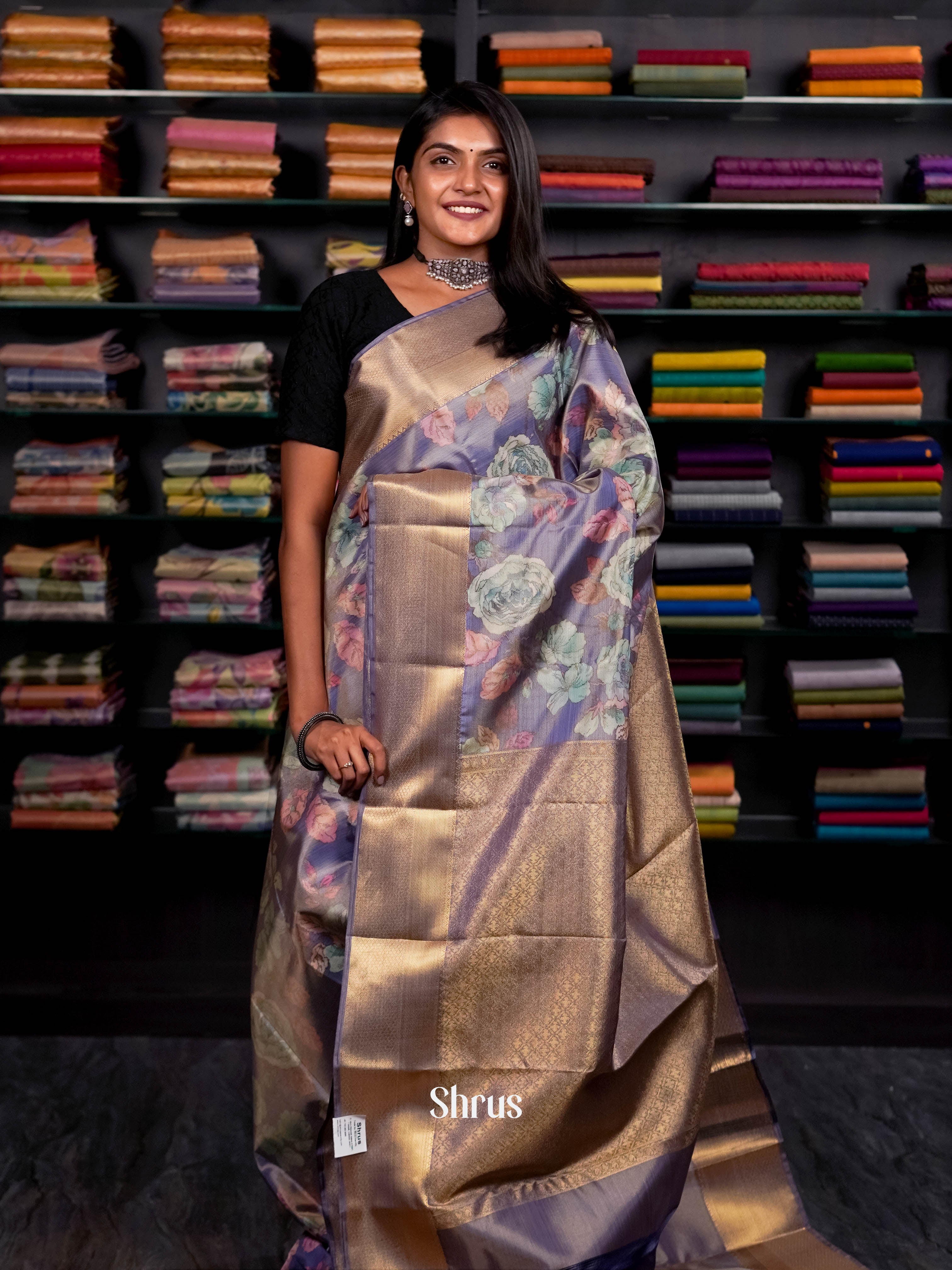 Lavander - Kanchipuram-halfpure saree