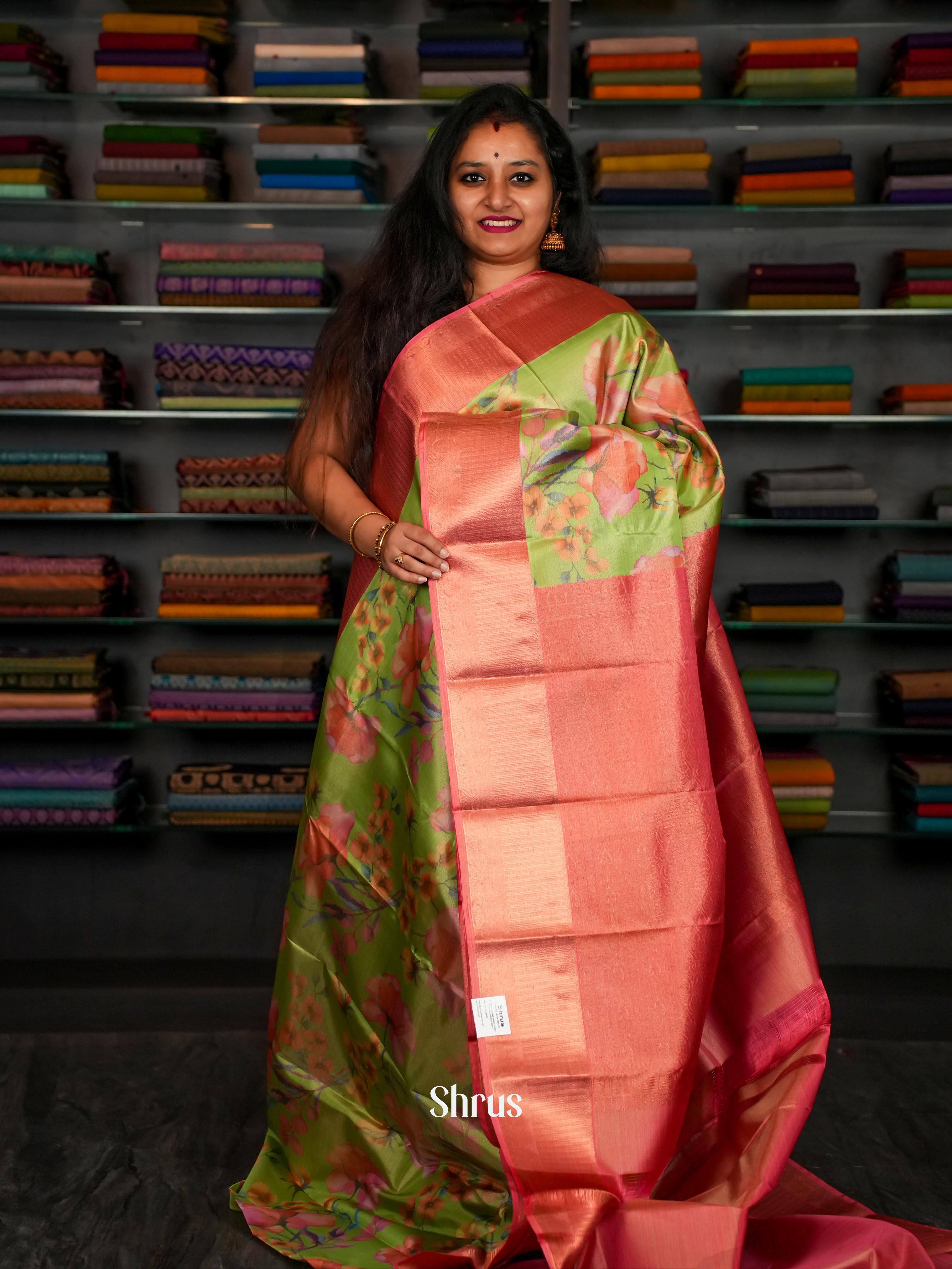 Green Pink - Kanchipuram-halfpure Saree