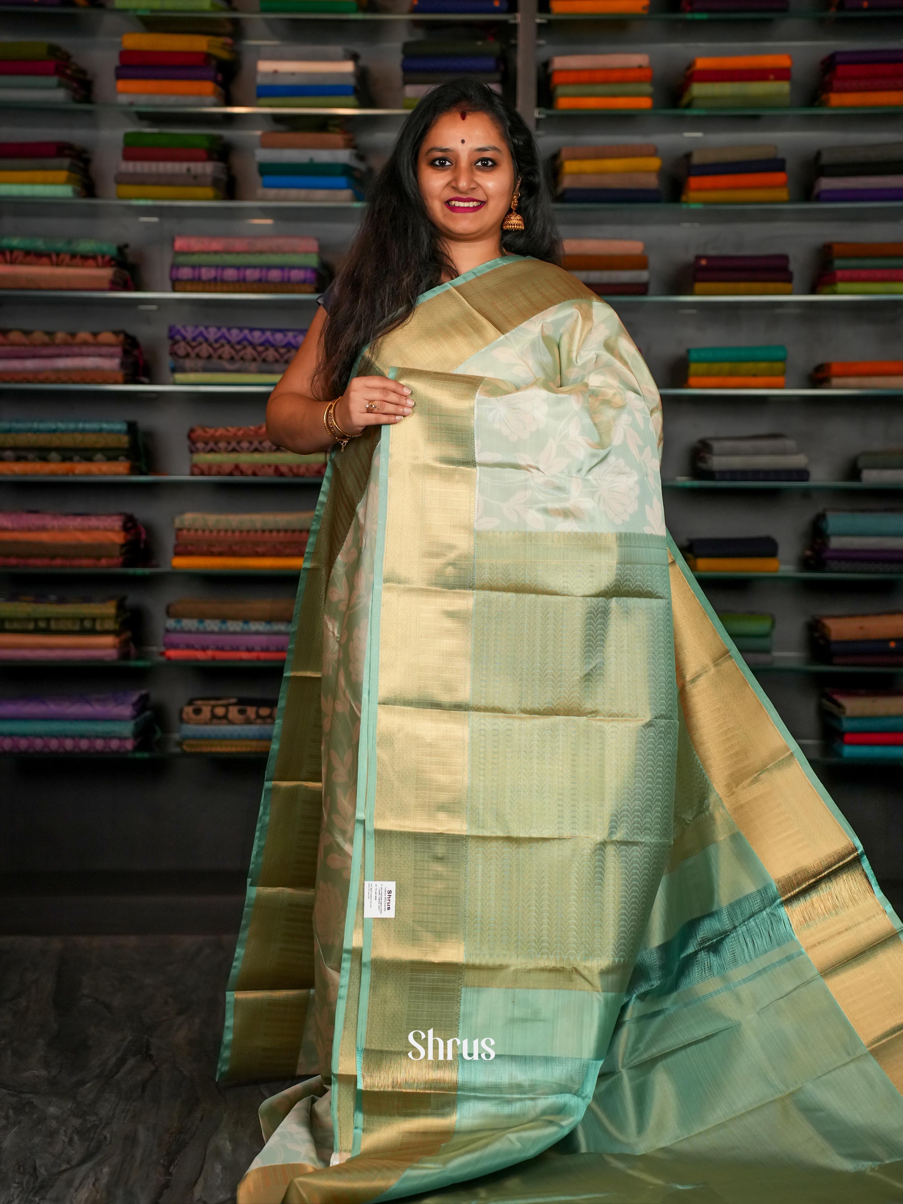 Pastel Green - Kanchipuram-halfpure Saree