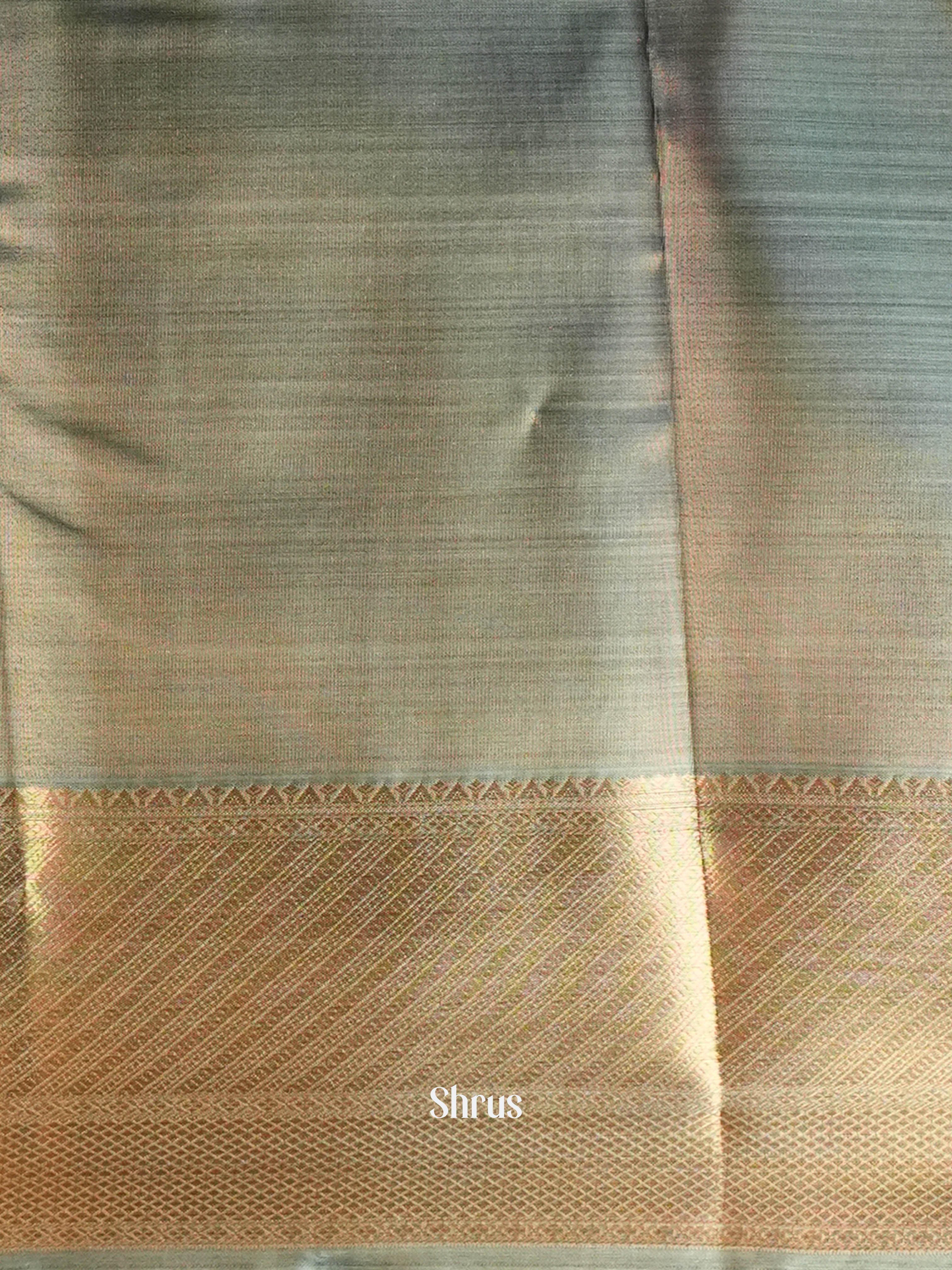 Grey & Green - Kanchipuram-halfpure Saree