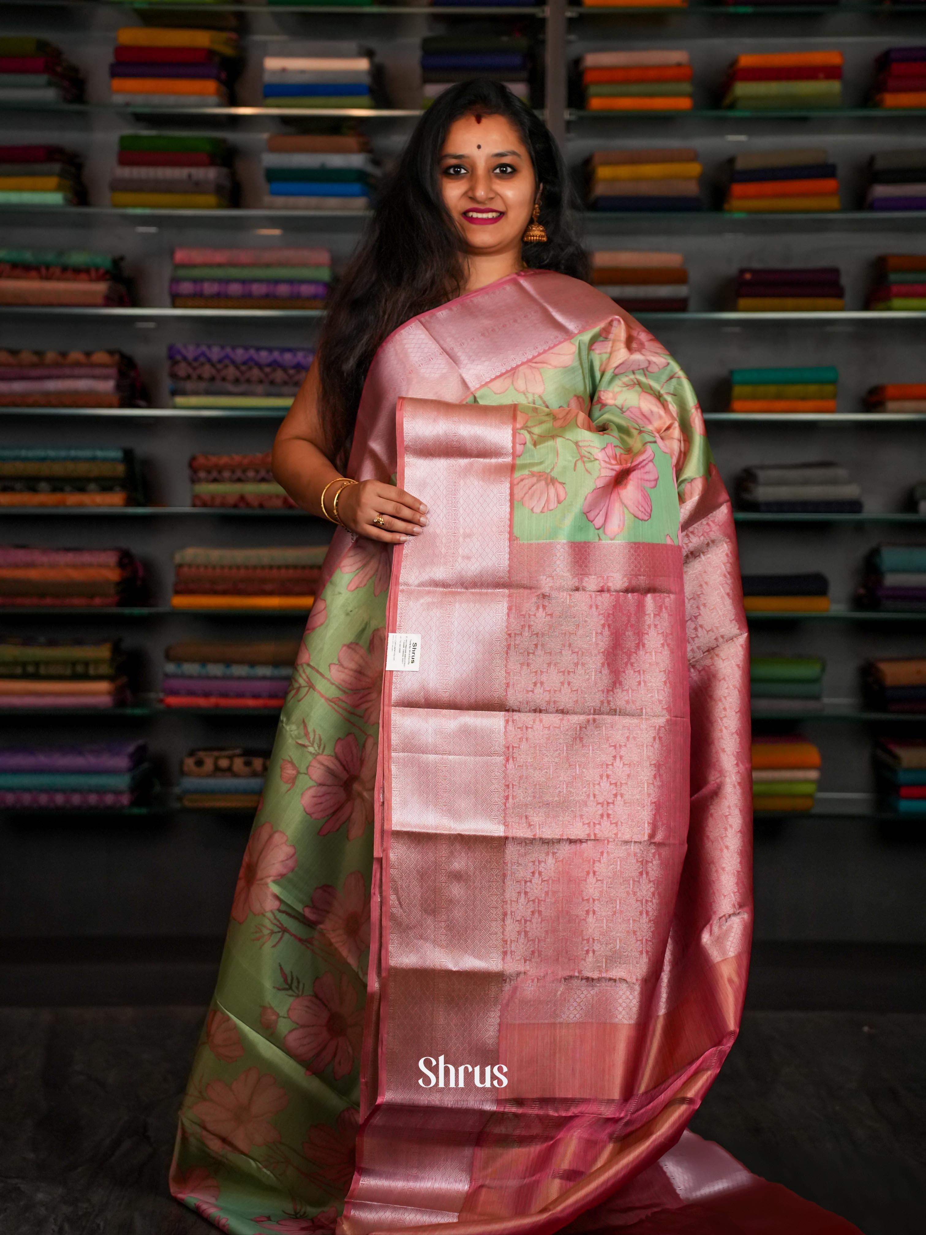 Green & Pink - Kanchipuram-halfpure Saree