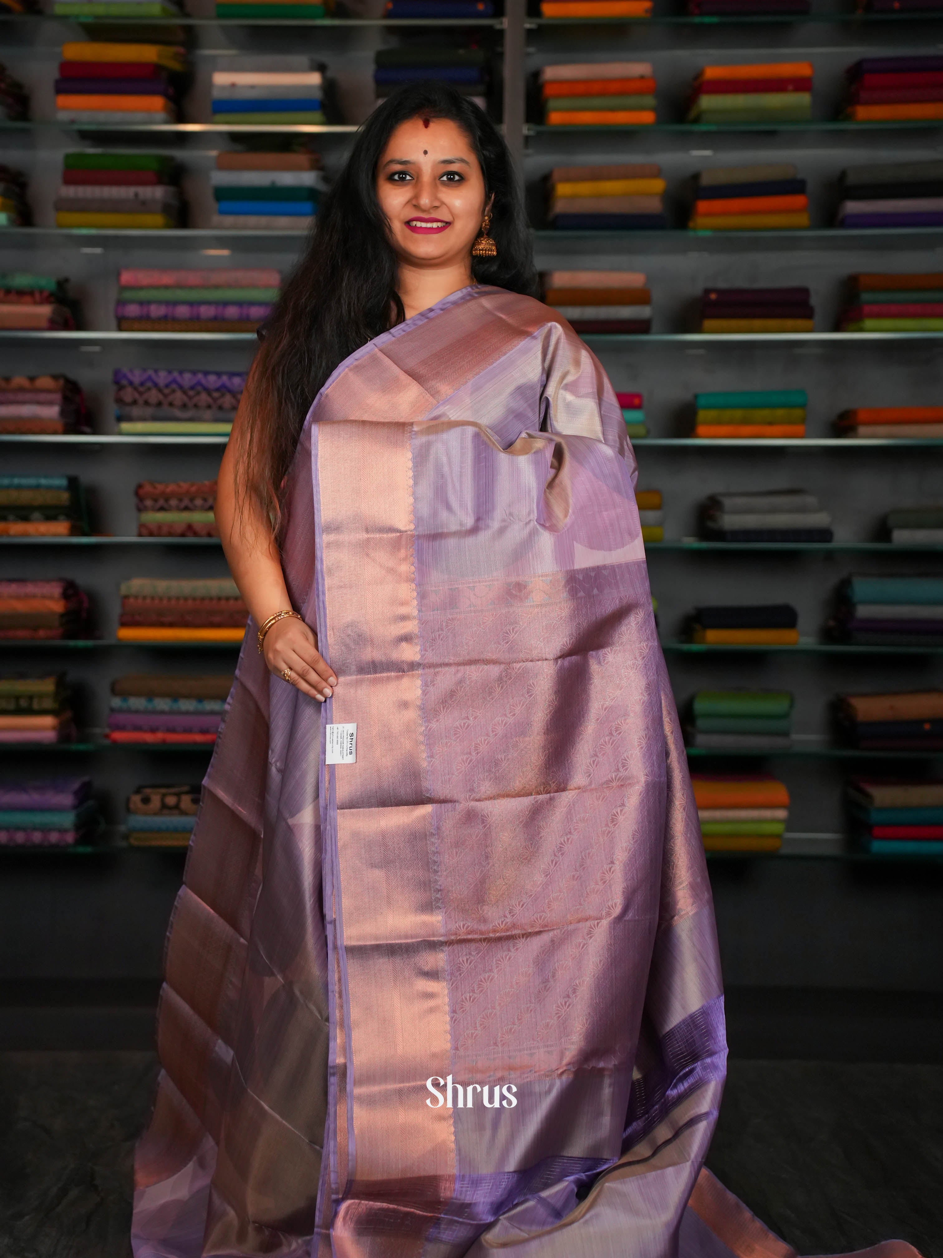 Purple - Kanchipuram-halfpure Saree