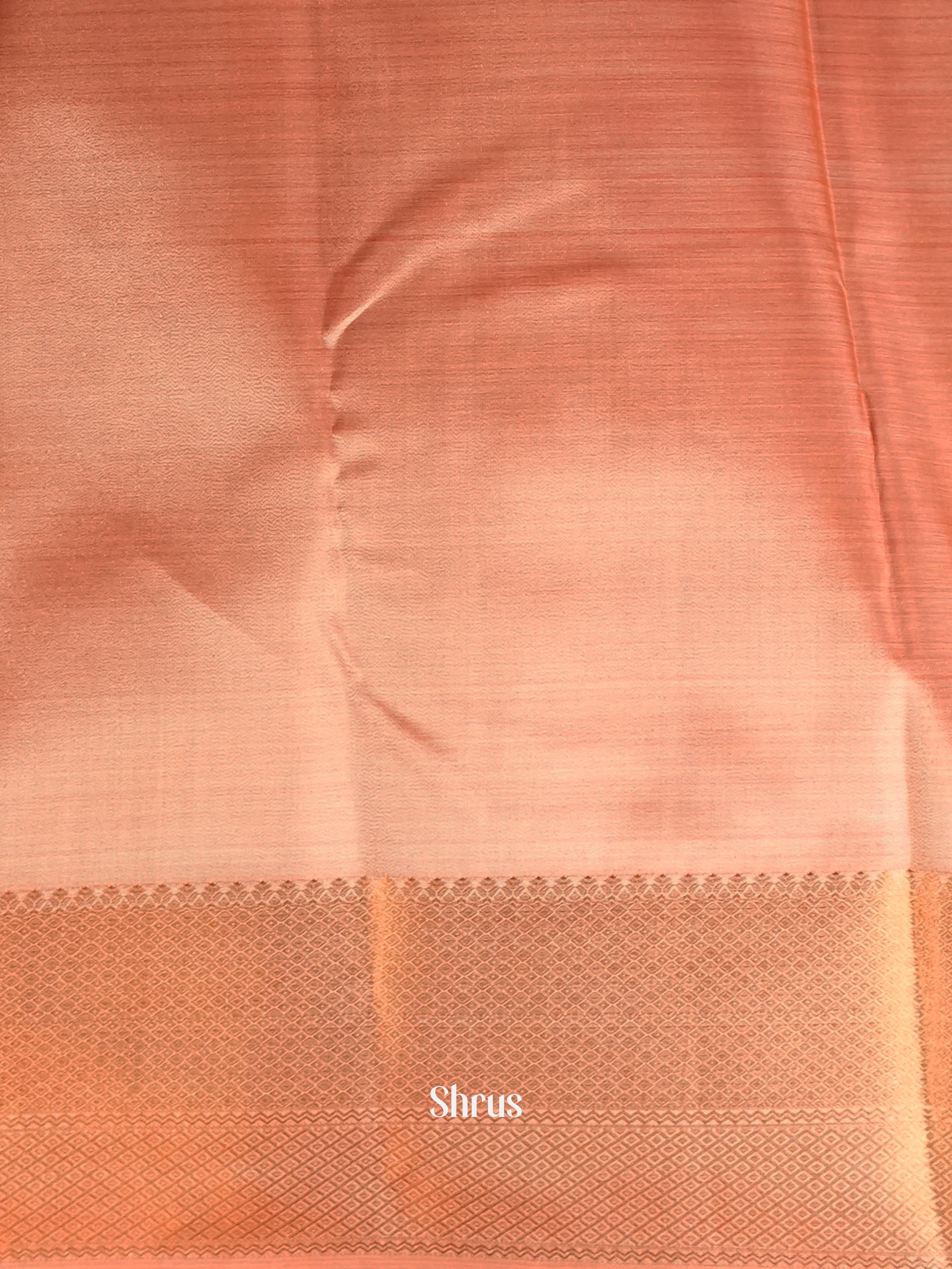 Pale  Orange & Brick - Kanchipuram-halfpure Saree