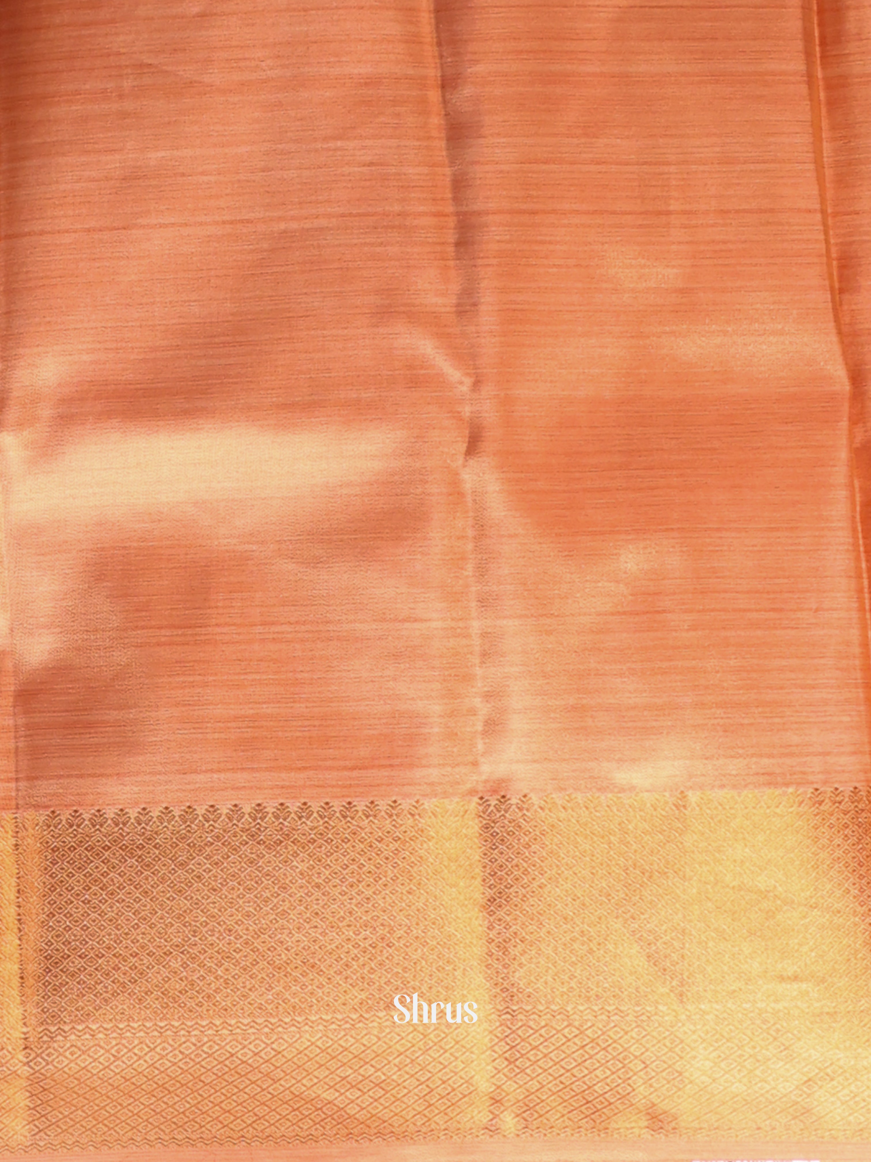 Pale  Orange & Brick - Kanchipuram-halfpure Saree