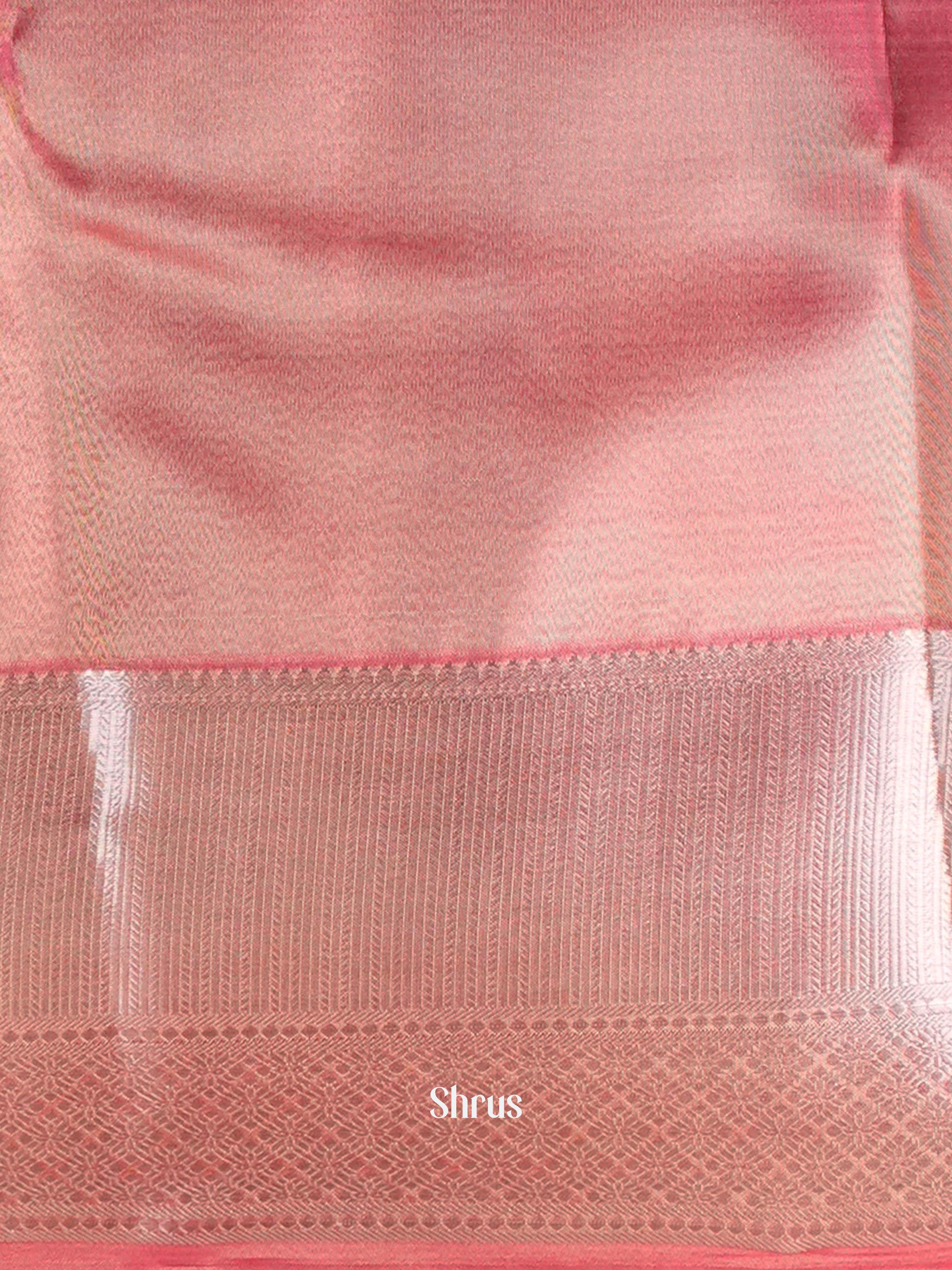 Orange &  Double Shaded Pink - Kanchipuram-halfpure Saree