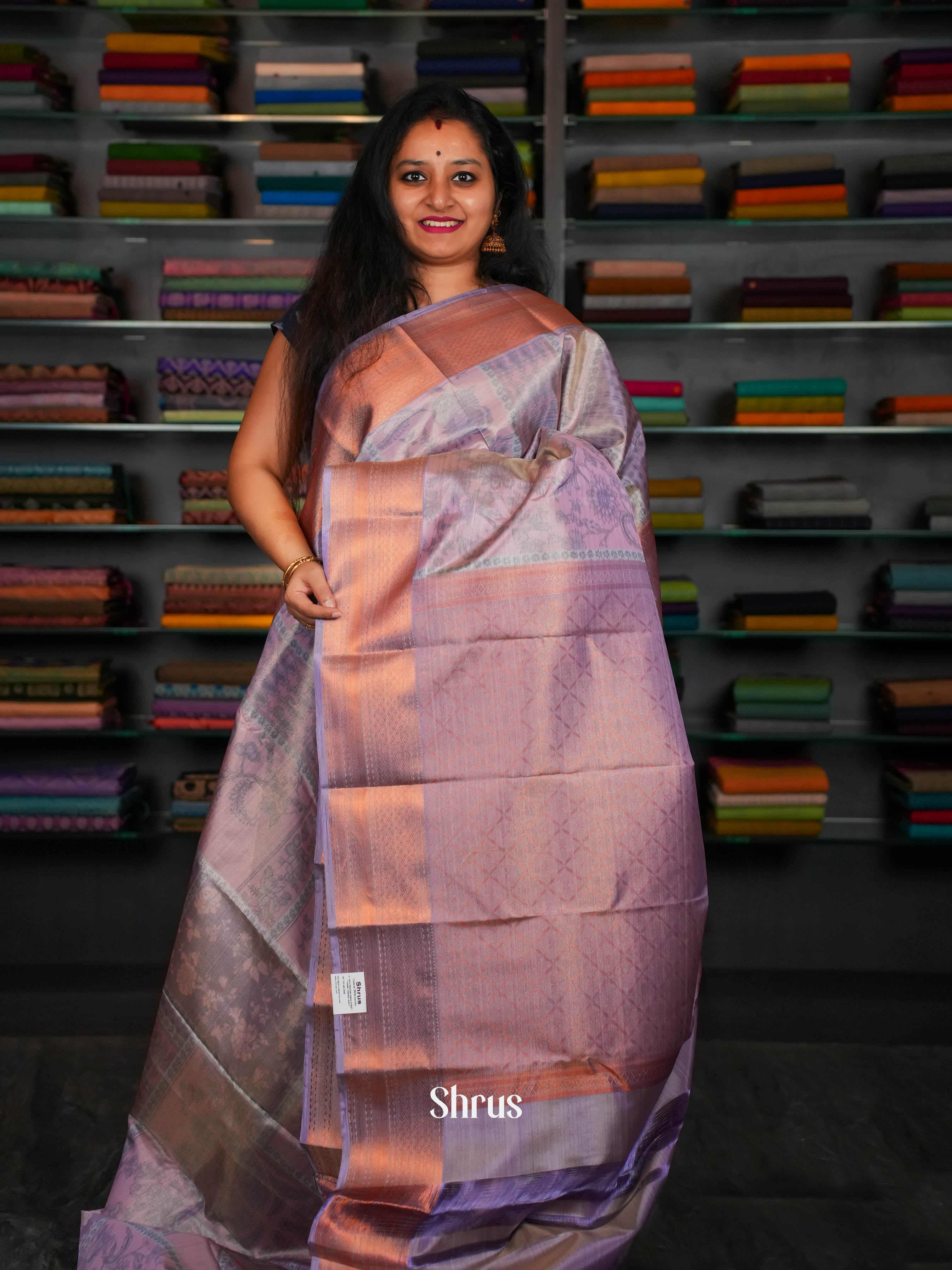 Purple(Single Tone) - Kanchipuram-halfpure Saree