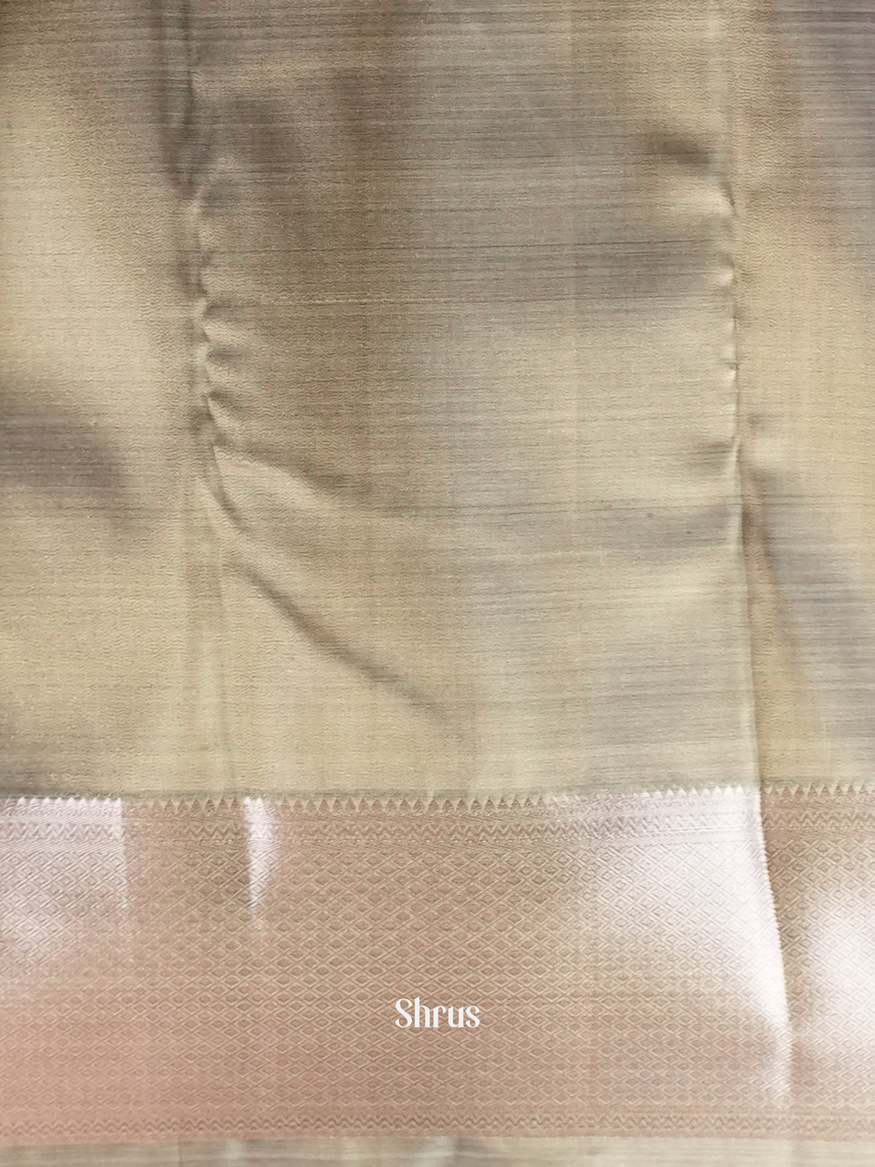 Cream & Grey - Kanchipuram-halfpure Saree